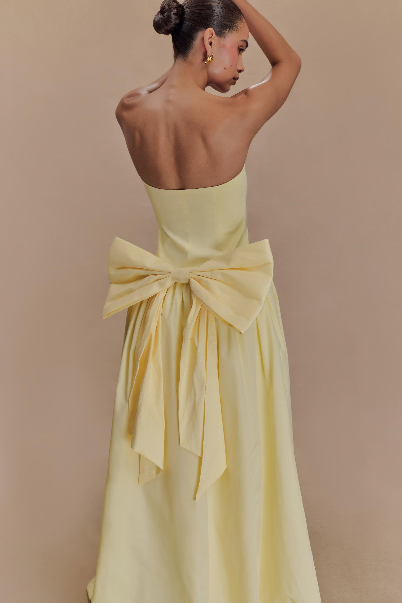 Frances Strapless Bow Maxi Dress - Lemon Product Image