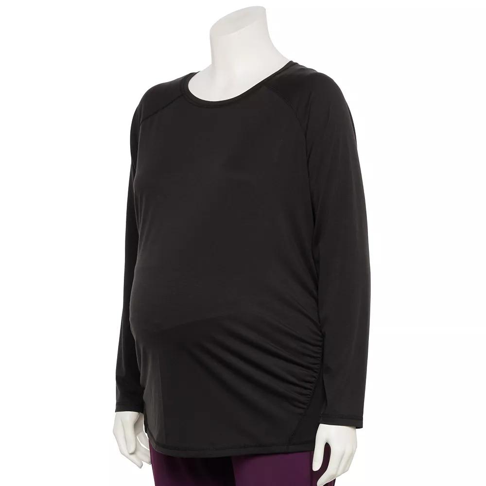 Plus Size Maternity Tek Gear® Long Sleeve Tee, Women's, Size: 4XL, Mineral Black Product Image