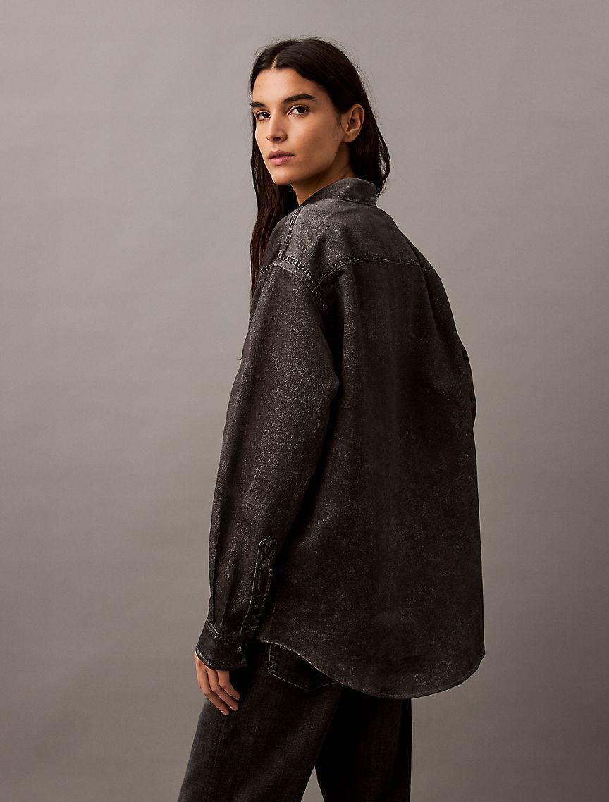 Denim Print Button-Down Shirt Product Image