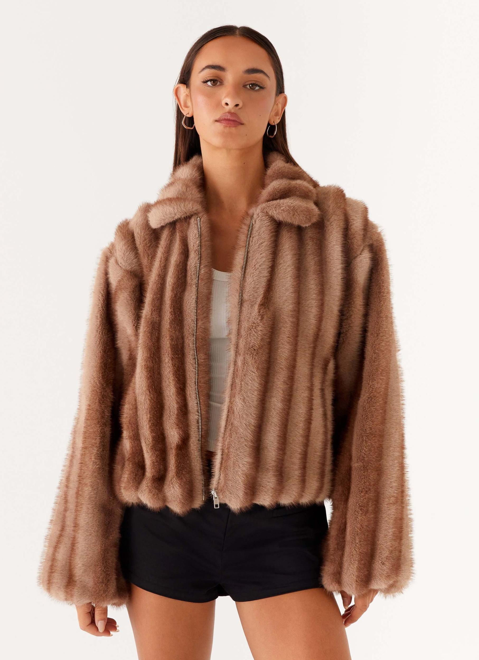 Naylor Faux Fur Jacket - Brown Product Image