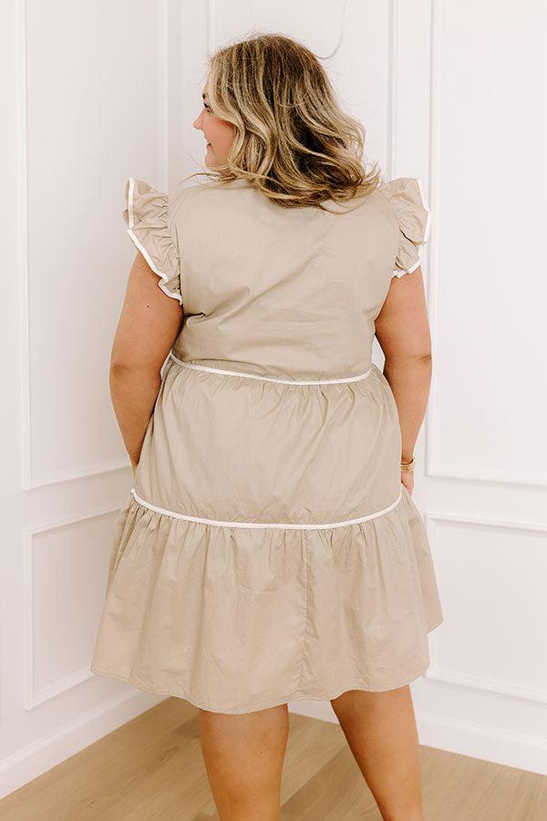 Cue The Charm Mini Dress in Taupe Curves Product Image