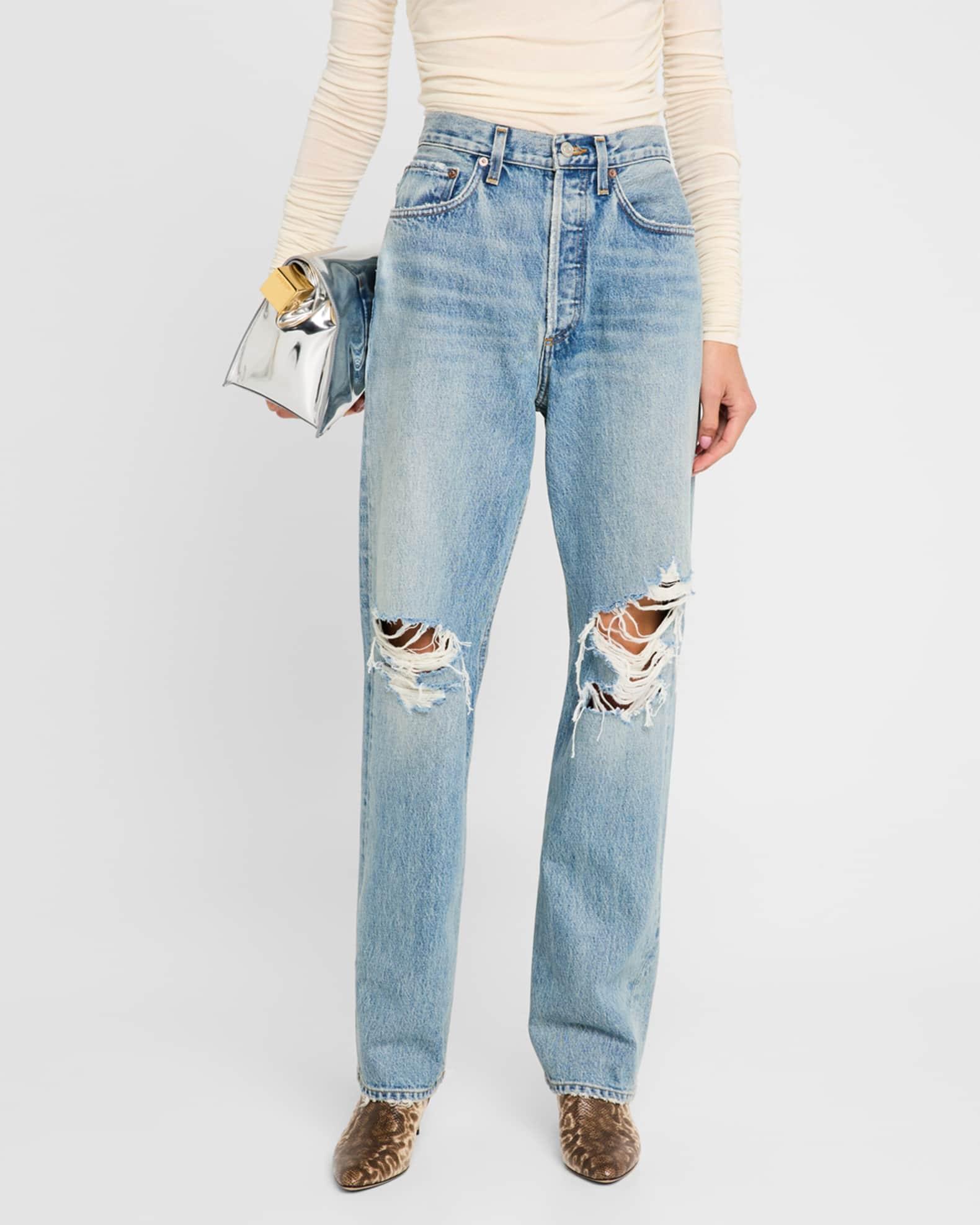 Kelly Distressed Straight Jeans Product Image