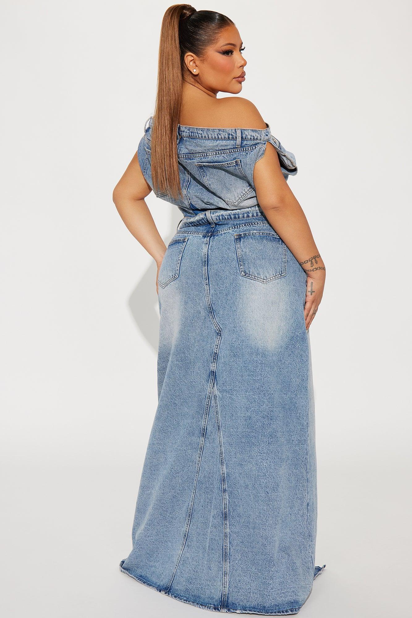 Demi Denim Maxi Dress - Medium Wash Product Image