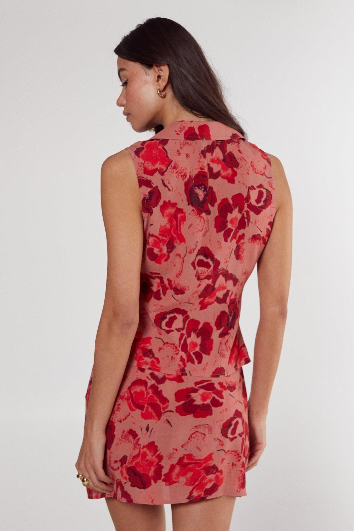 Floral Split Mini Skirt Product Image