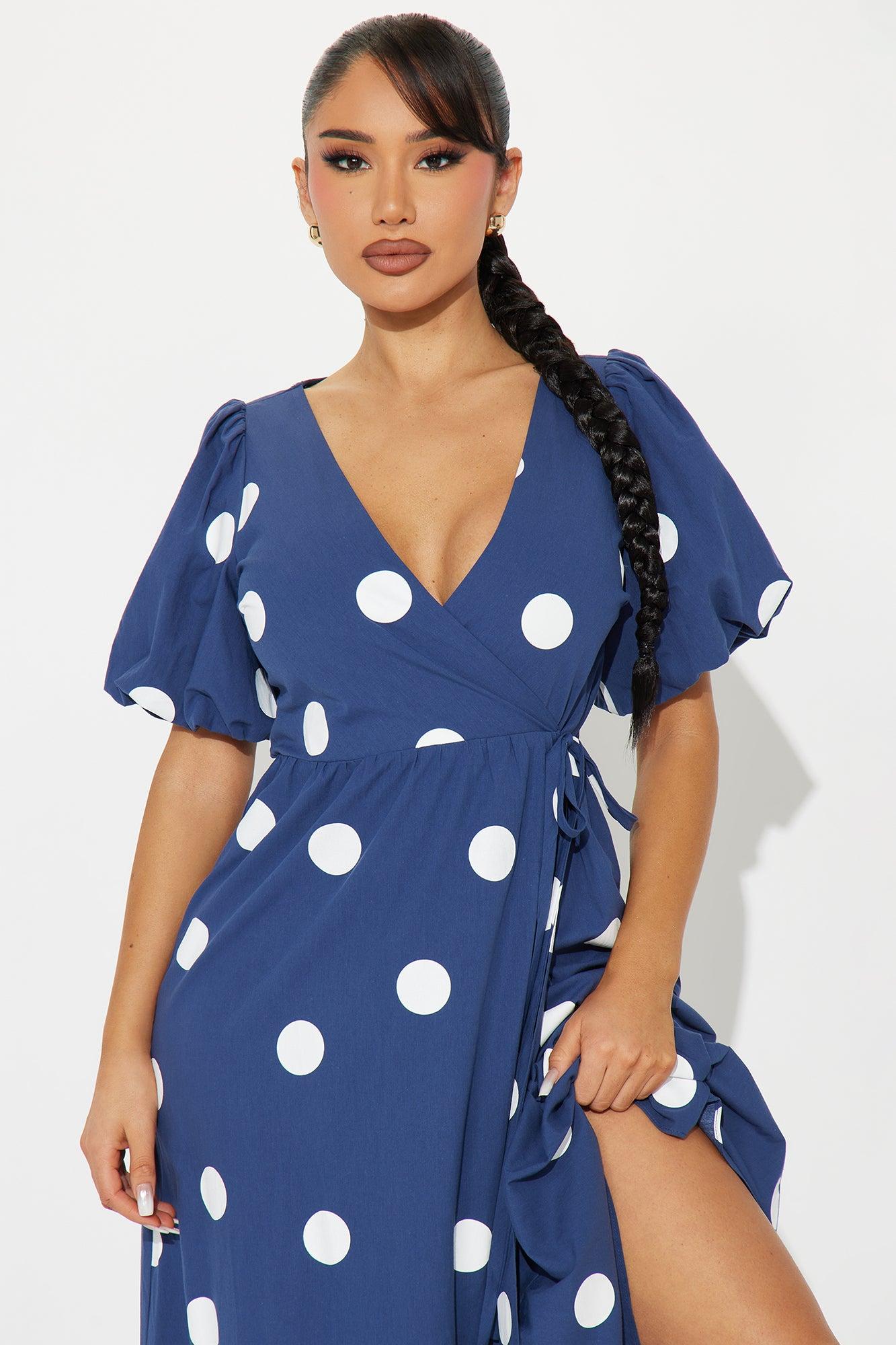 Jennifer Polka Dot Maxi Dress - Navy/combo Product Image