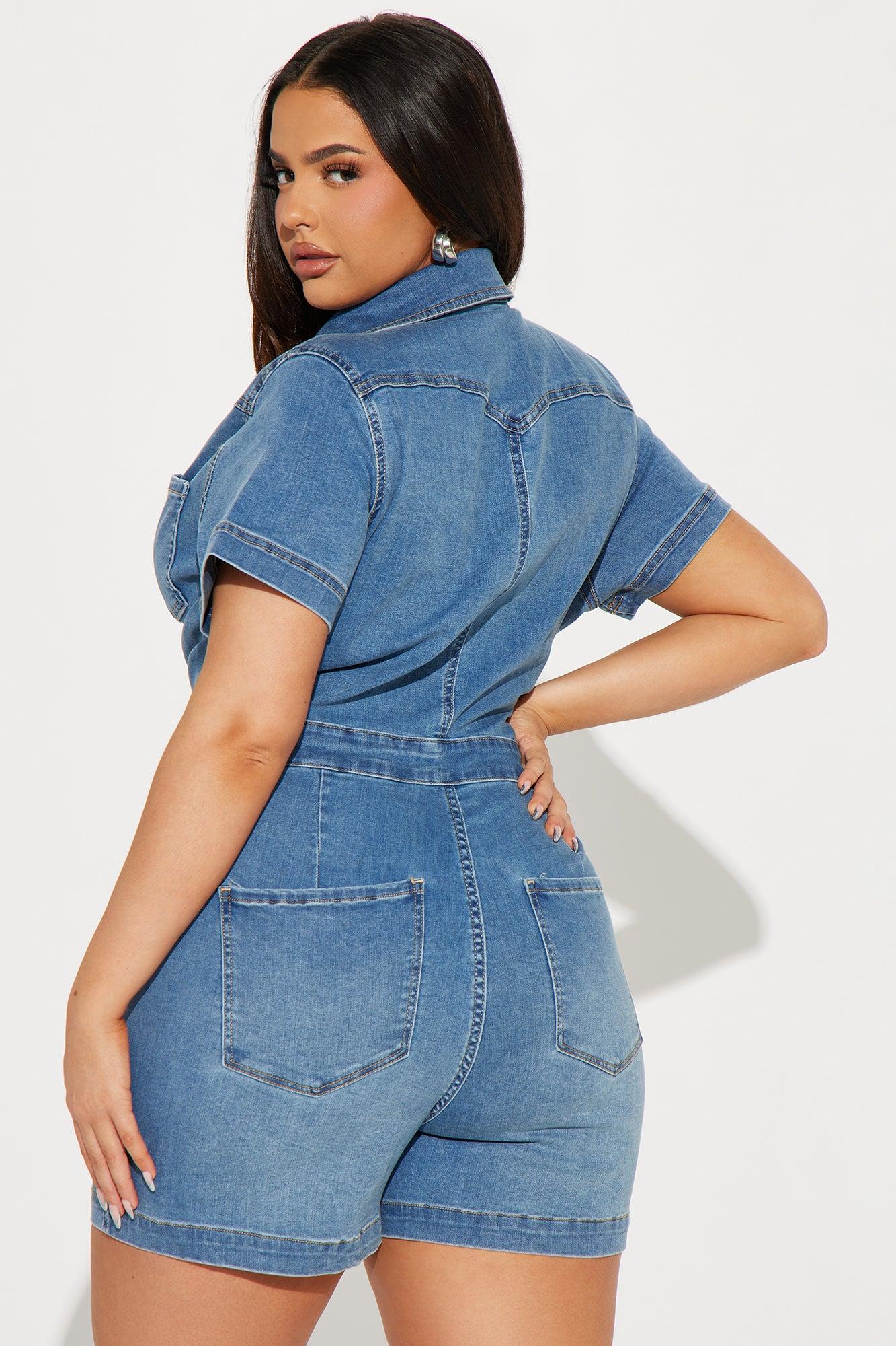 Fading Into Friday Denim Romper - Light Wash Product Image