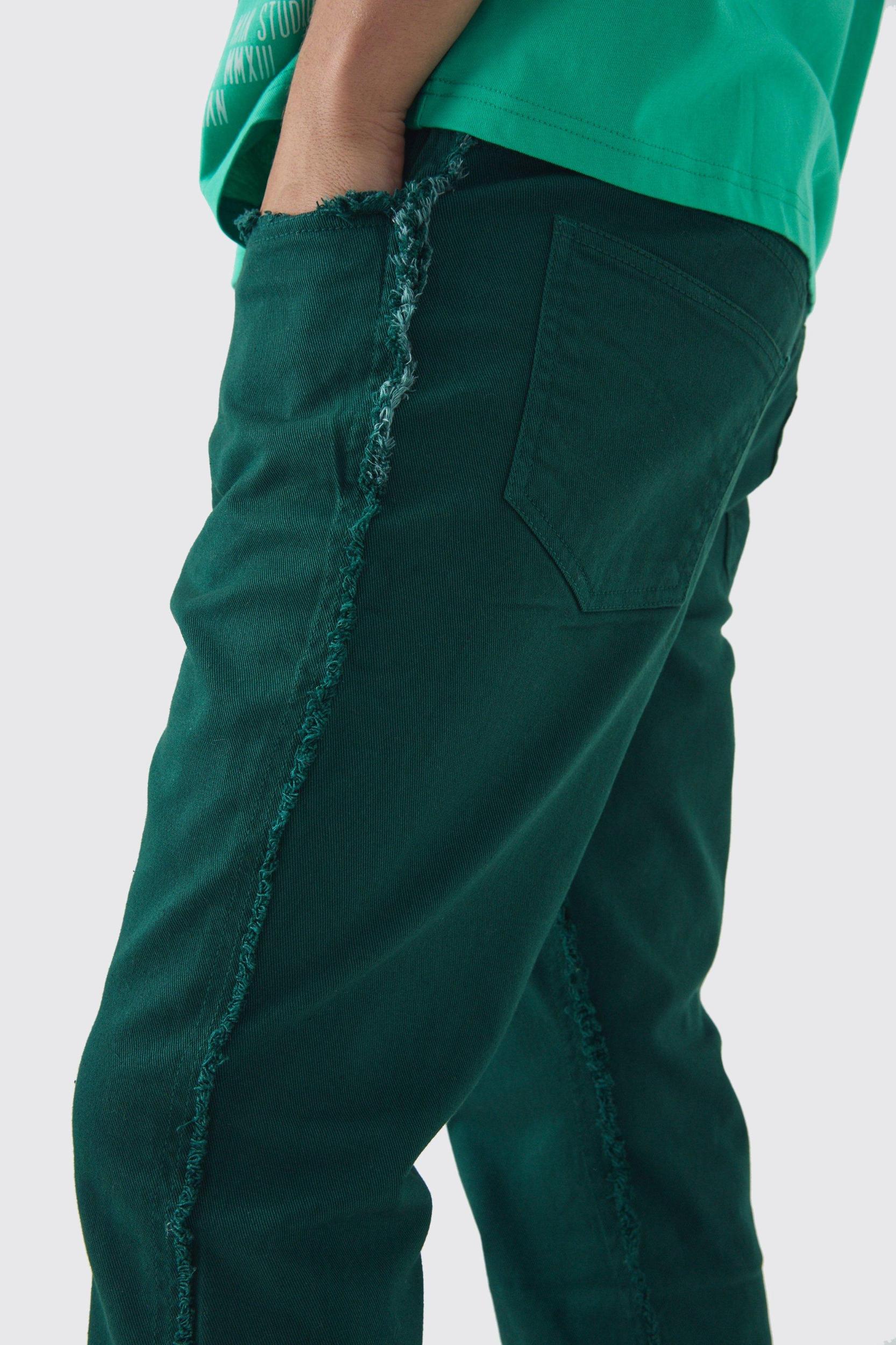 Slim Rigid Flare Stacked Frayed Edge Denim Jeans | boohooMAN USA Product Image