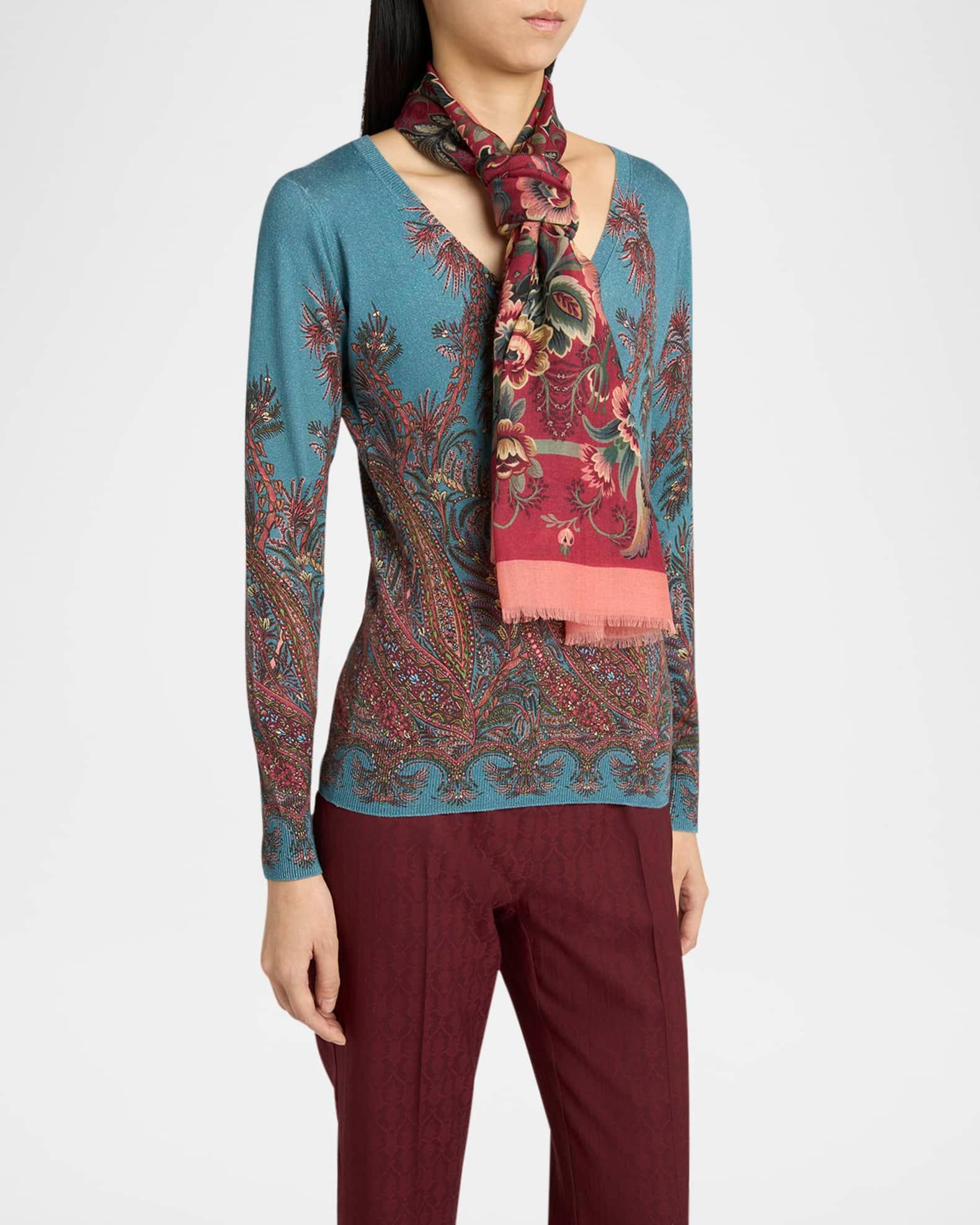 Floral Wool-Cashmere Scarf  Product Image