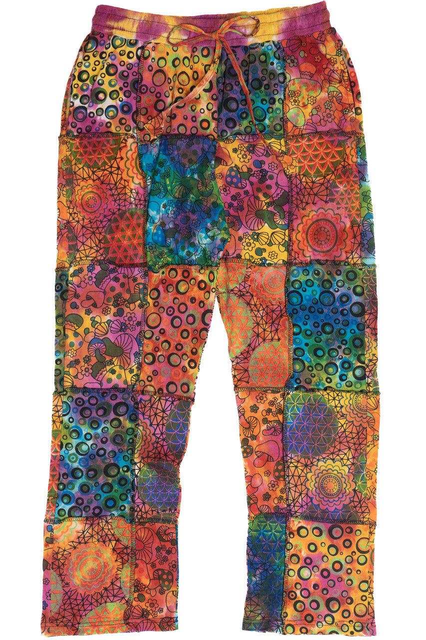 Tie Dye Mushroom Patchwork Pants Product Image
