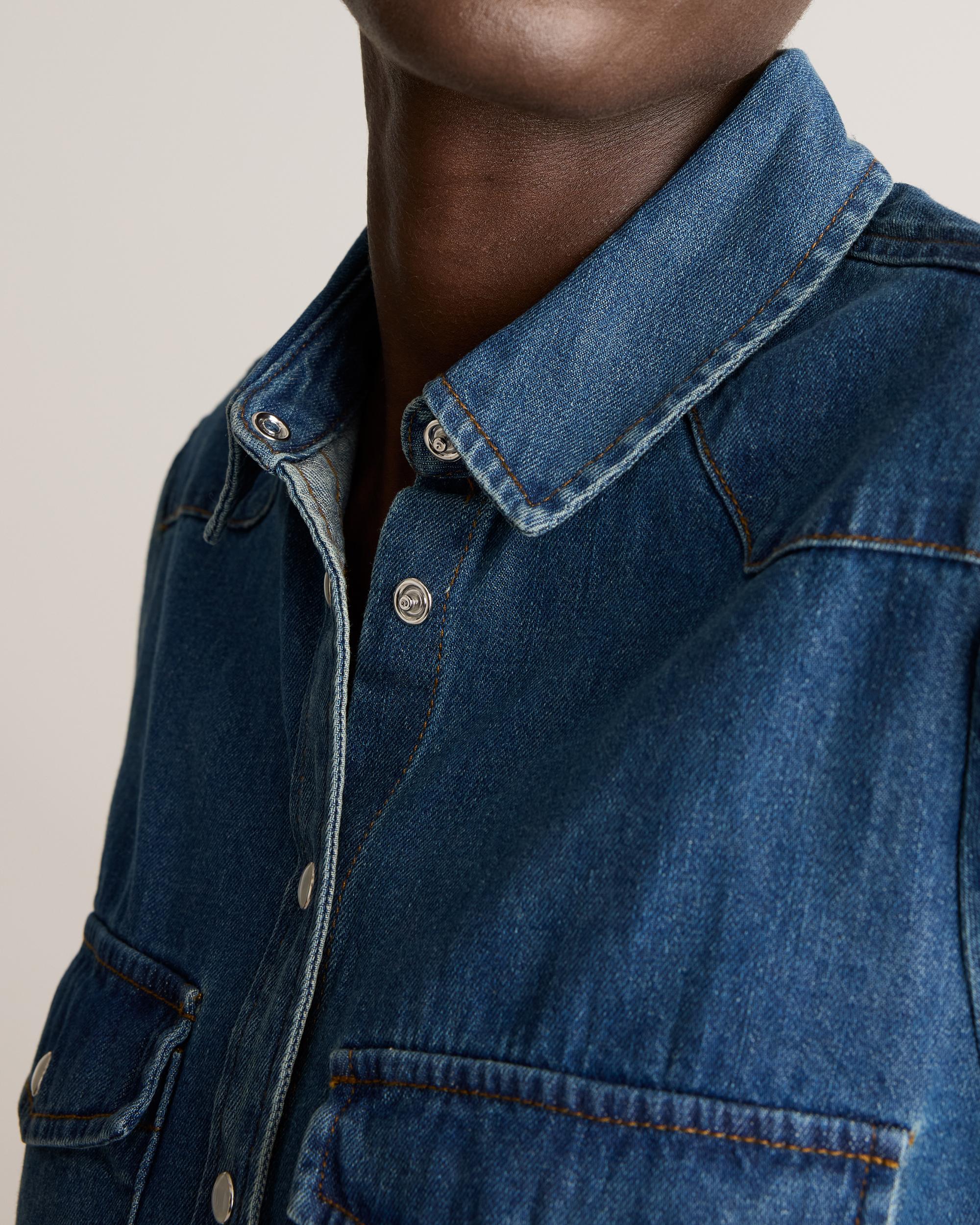 Quince | Women's Distressed Denim Western Shirt Cotton Product Image