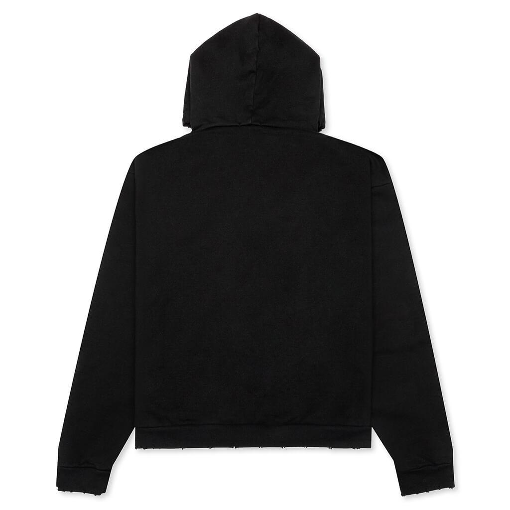 Distressed Hoodie Small Logo - Black Male Product Image