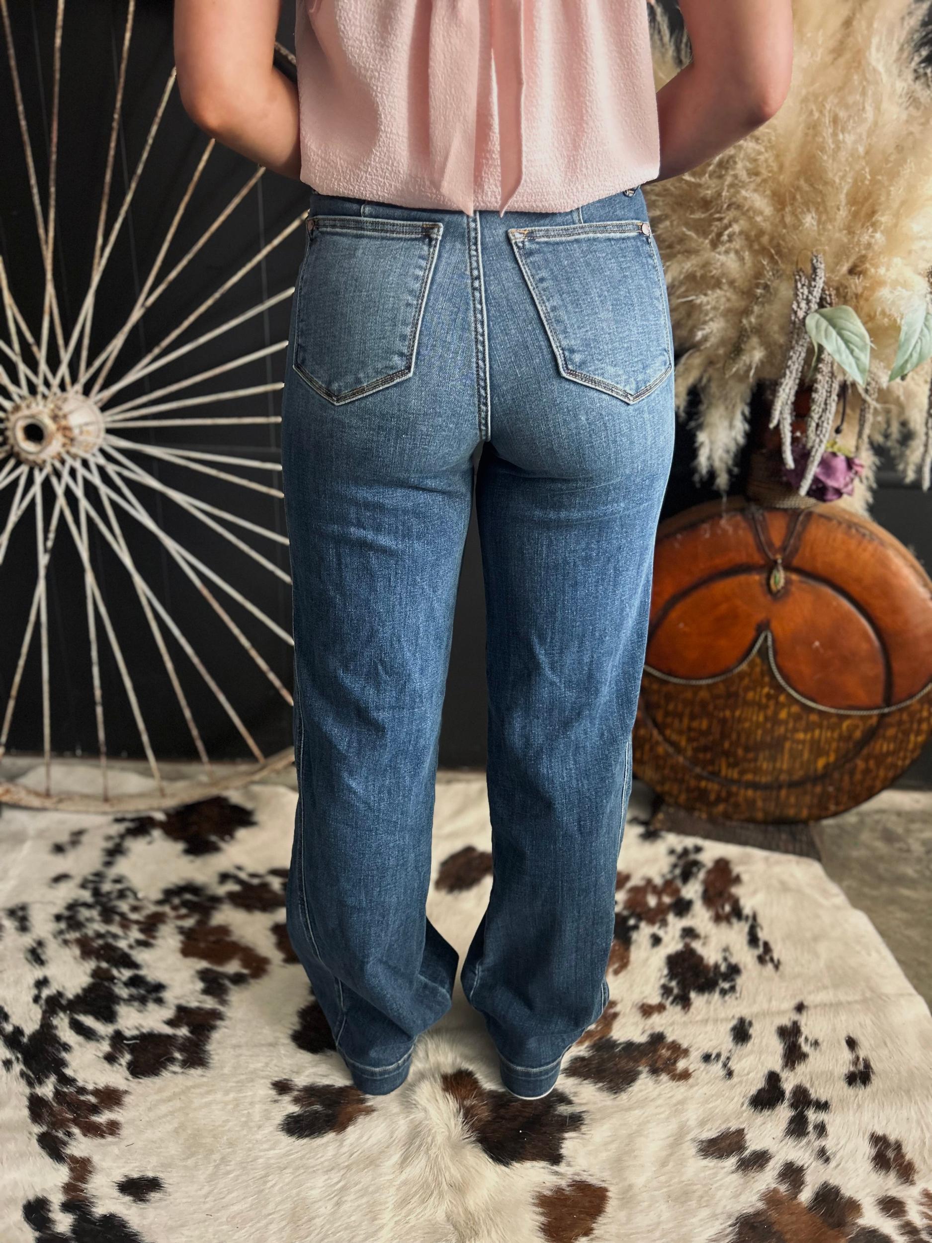 Judy Blue High Rise Medium Wash Wide Leg Trouser Product Image