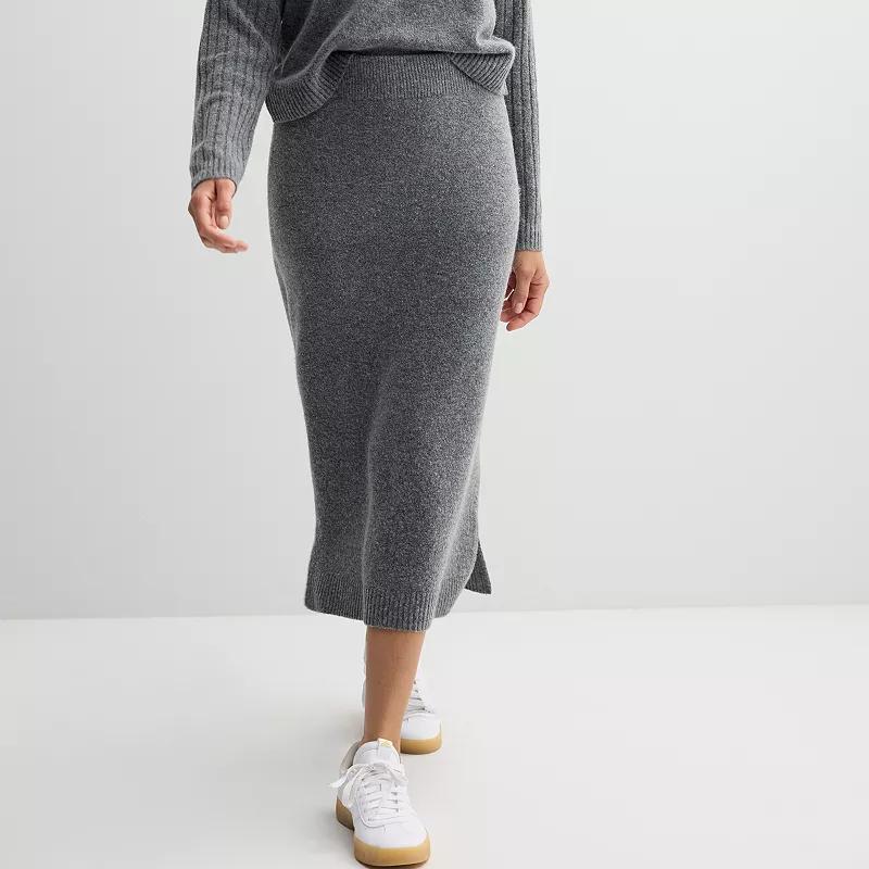 Petite Sonoma Goods For Life® Midi Sweater Skirt, Women's, Size: Large Petite, Grey Grey Product Image