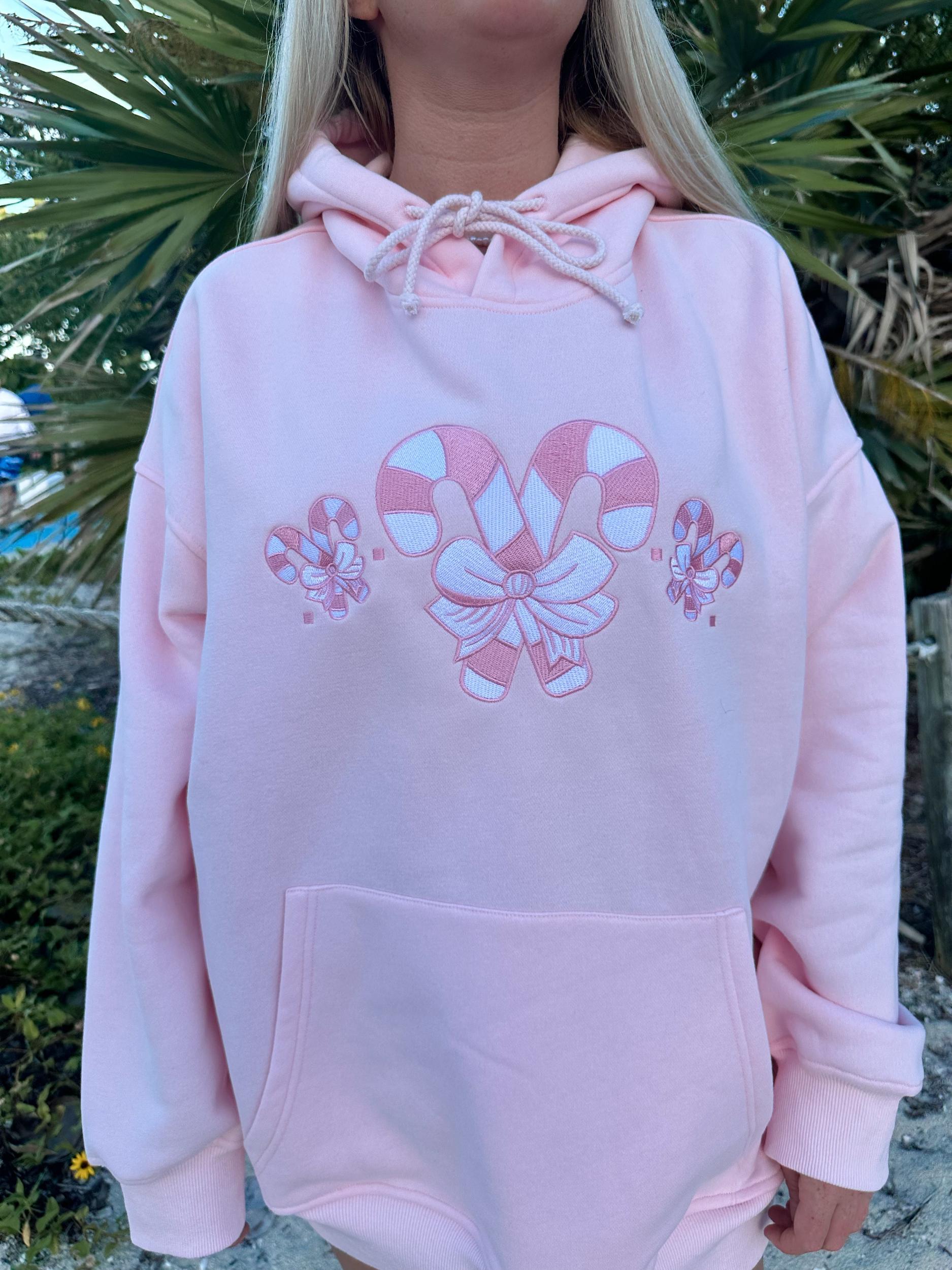 Light Pink Candy Cane Wonderland Hoodie Product Image