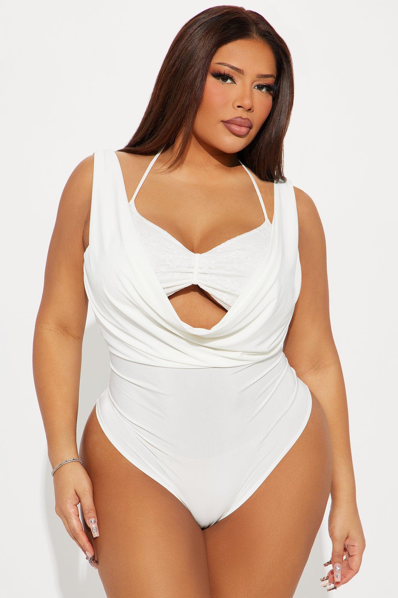 Dreamer Cowl Neck Bodysuit - White Product Image