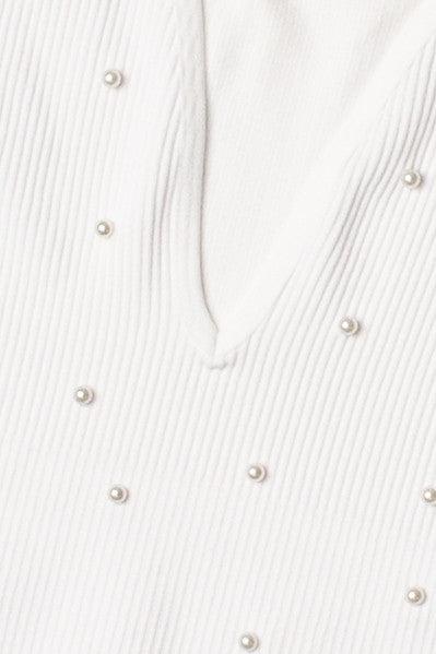 Pearl Detail Deep V Crop Tank Product Image