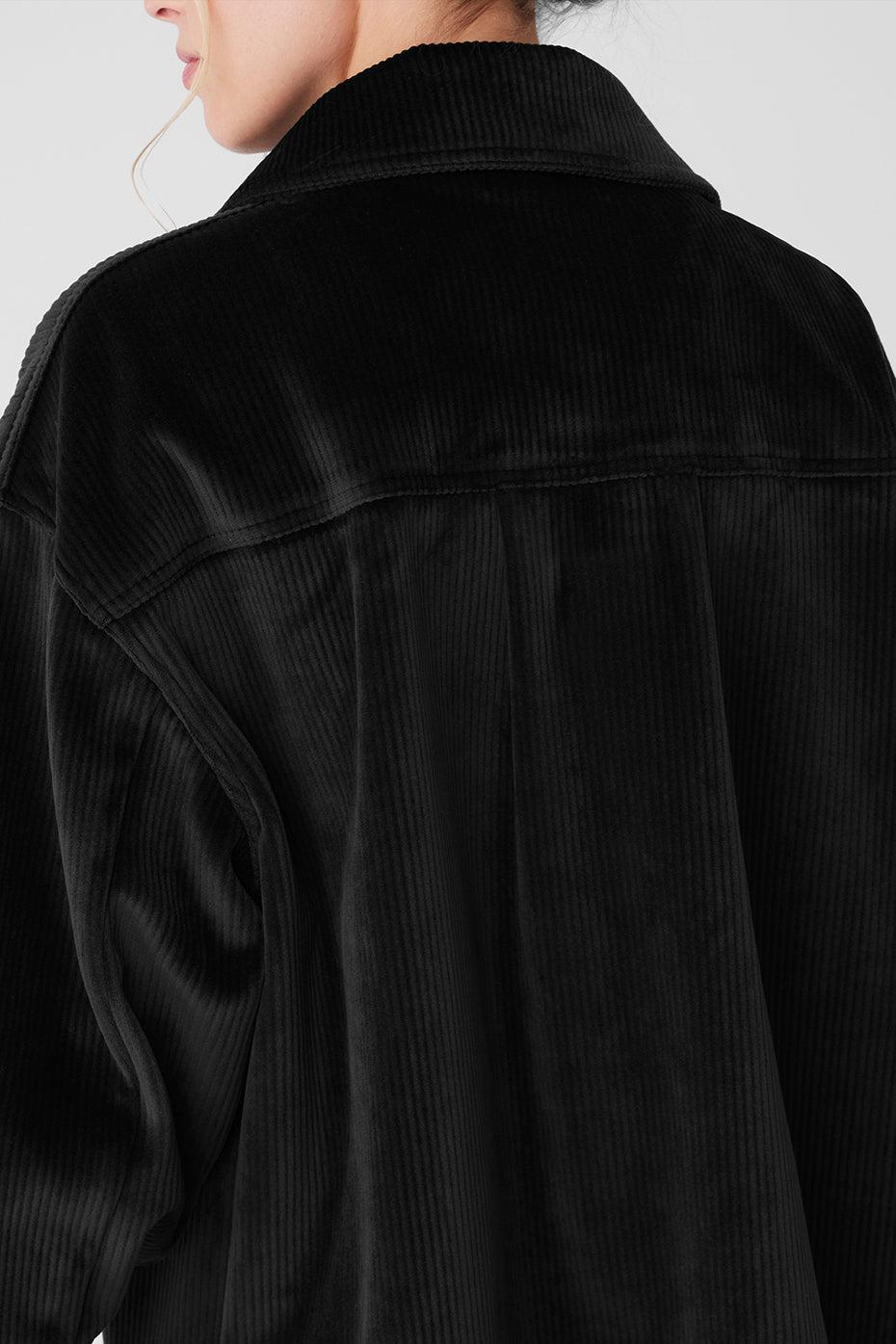 Ribbed Velour Mountain Side Shacket - Black Female Product Image