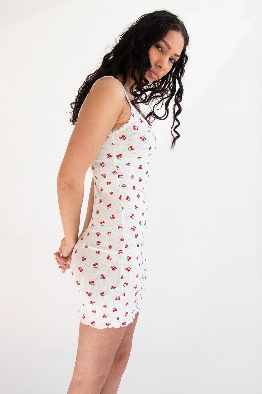 Bow Detail Fruit Print Mini Dress Product Image