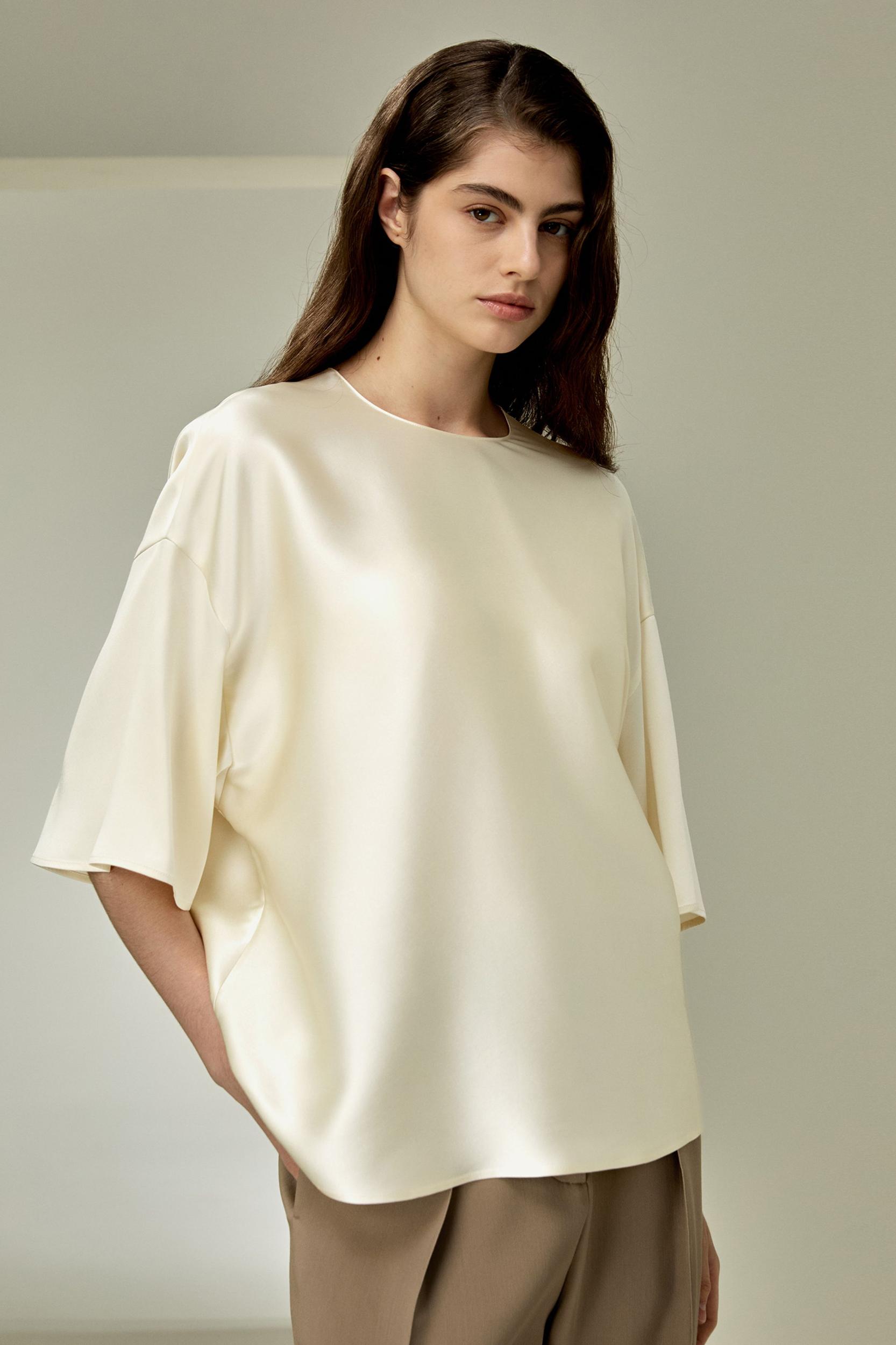 Relaxed Silk Crewneck Blouse Product Image