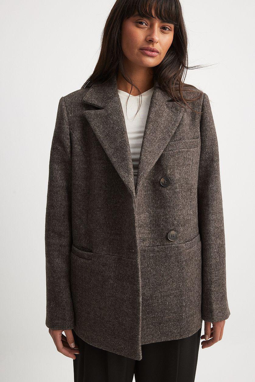 Wool Blend Oversized Blazer Jacket Product Image