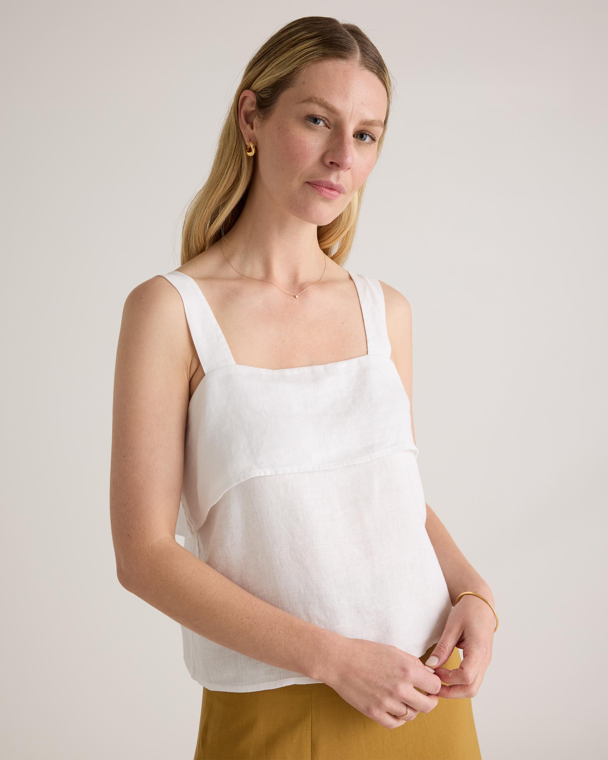 Quince | Women's 100% European Linen Square Neck Tank Top Product Image