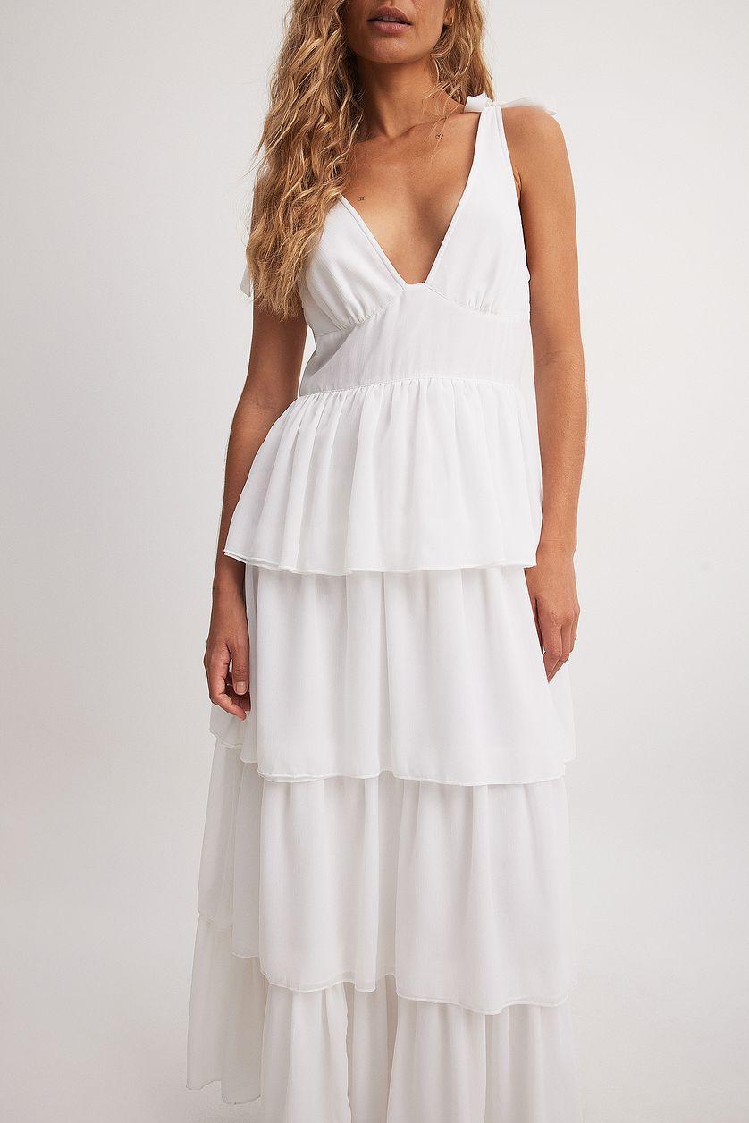 Chiffon Ruffle Midi Dress Product Image