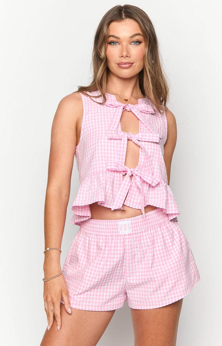 Baxter Pink Gingham Shorts Girls Product Image