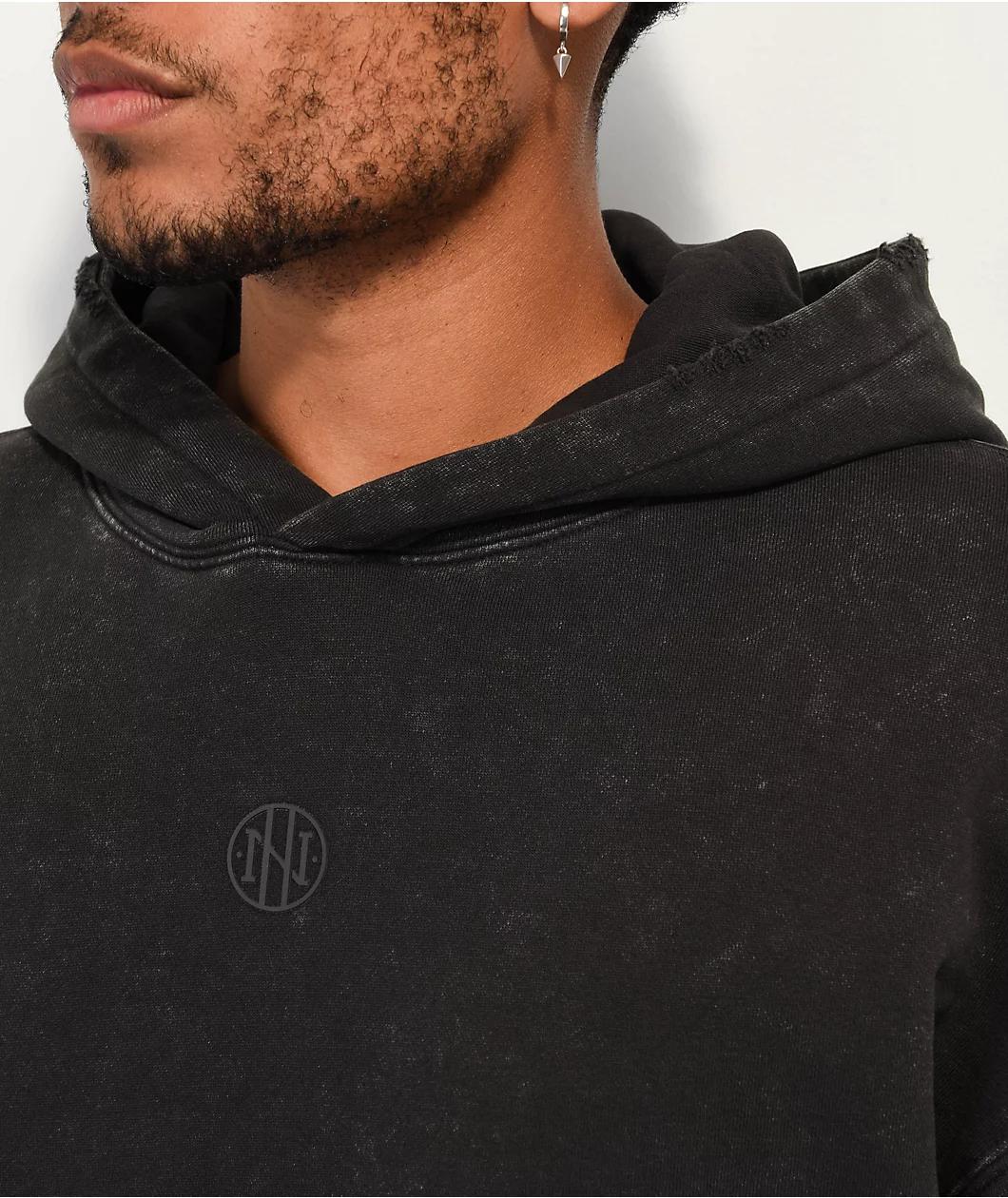 Ninth Hall Fundamentals Distressed Black Boxy Hoodie Product Image