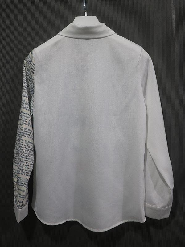 Stylish Asymmetric Printed Lapel Long Sleeves Blouse Tops Product Image