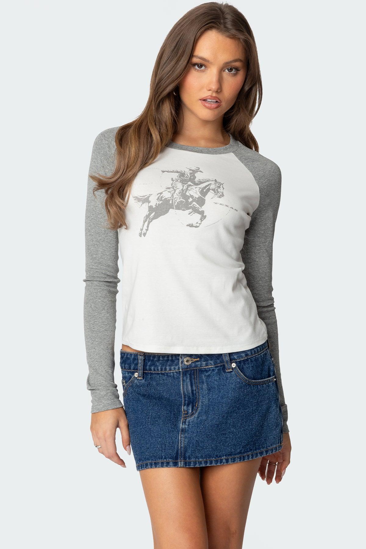 Cowboy Raglan Long Sleeve T Shirt Product Image