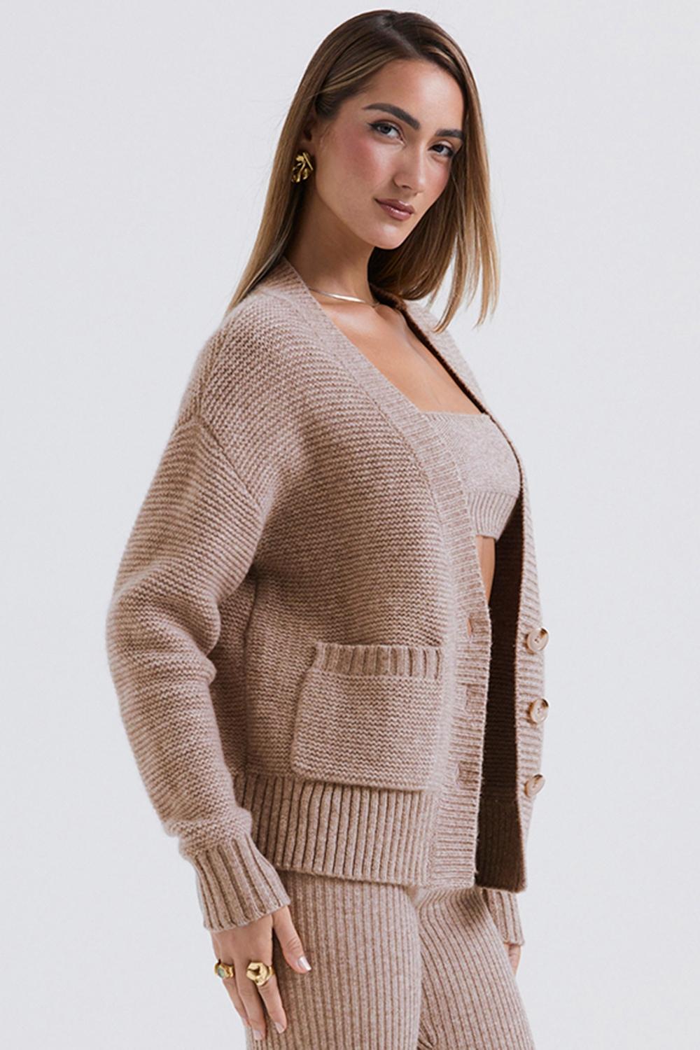 Alara  barley chunky natural wool cardigan - sale Product Image