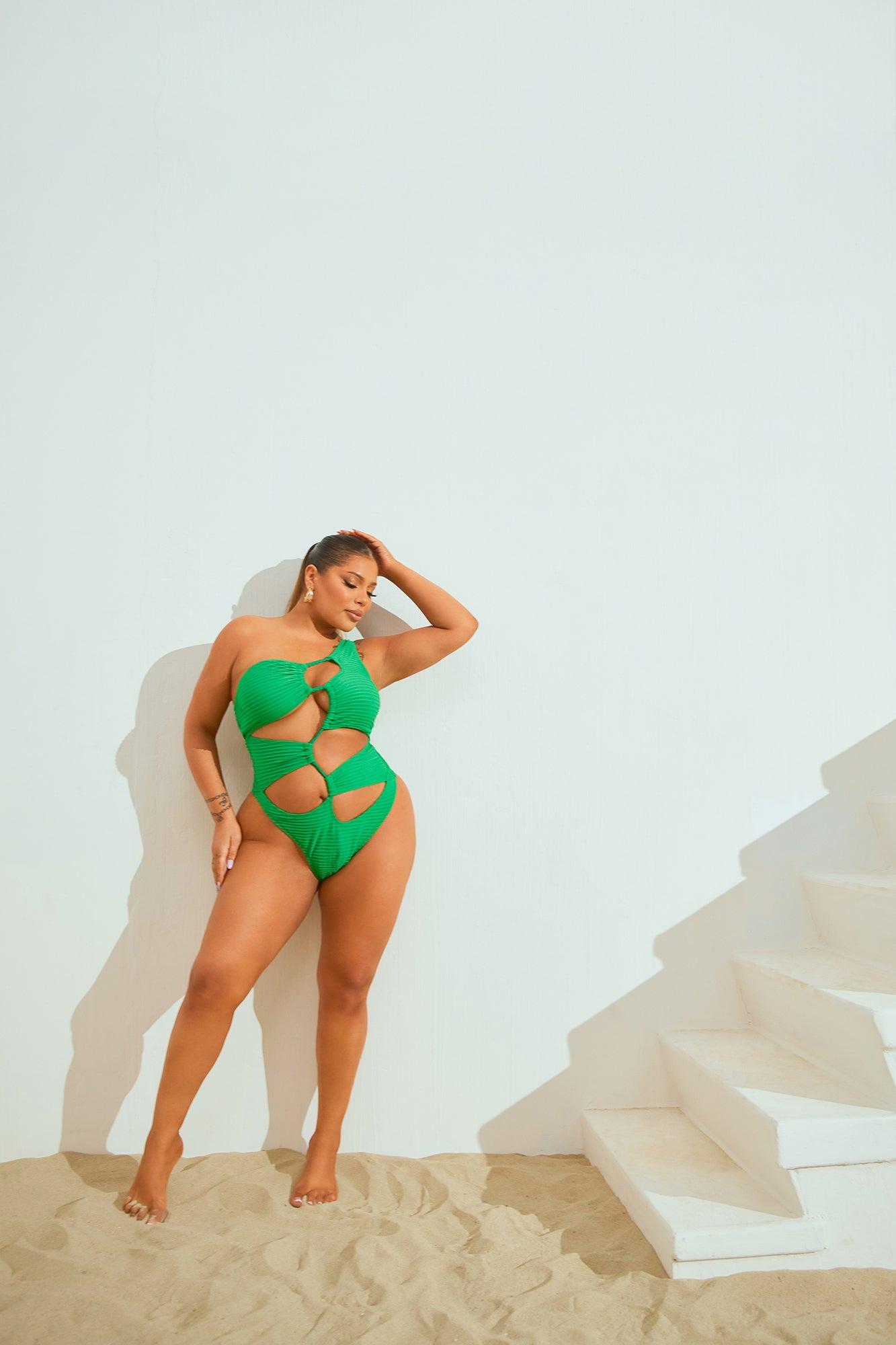 Michelle Cutout 1 Piece Swimsuit - Green Product Image