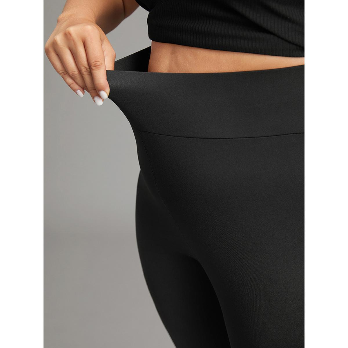 Plus Size Wideband Waist Contrast Webbing Leggings Women Black Casual High stretch Skinny High Rise Dailywear Leggings BloomChic 10/M Product Image