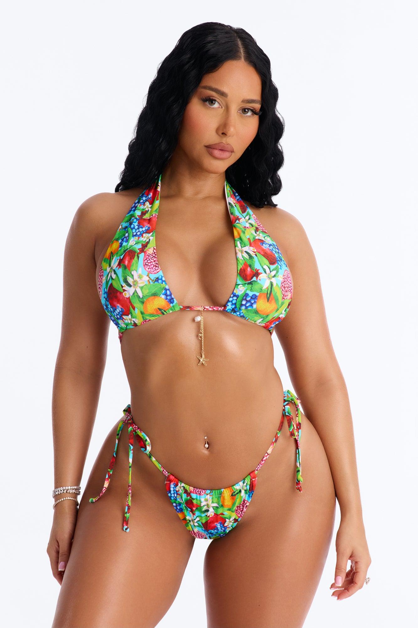 Bold And Berry 3 Piece Bikini & Skirt Set - Green/combo Female Product Image