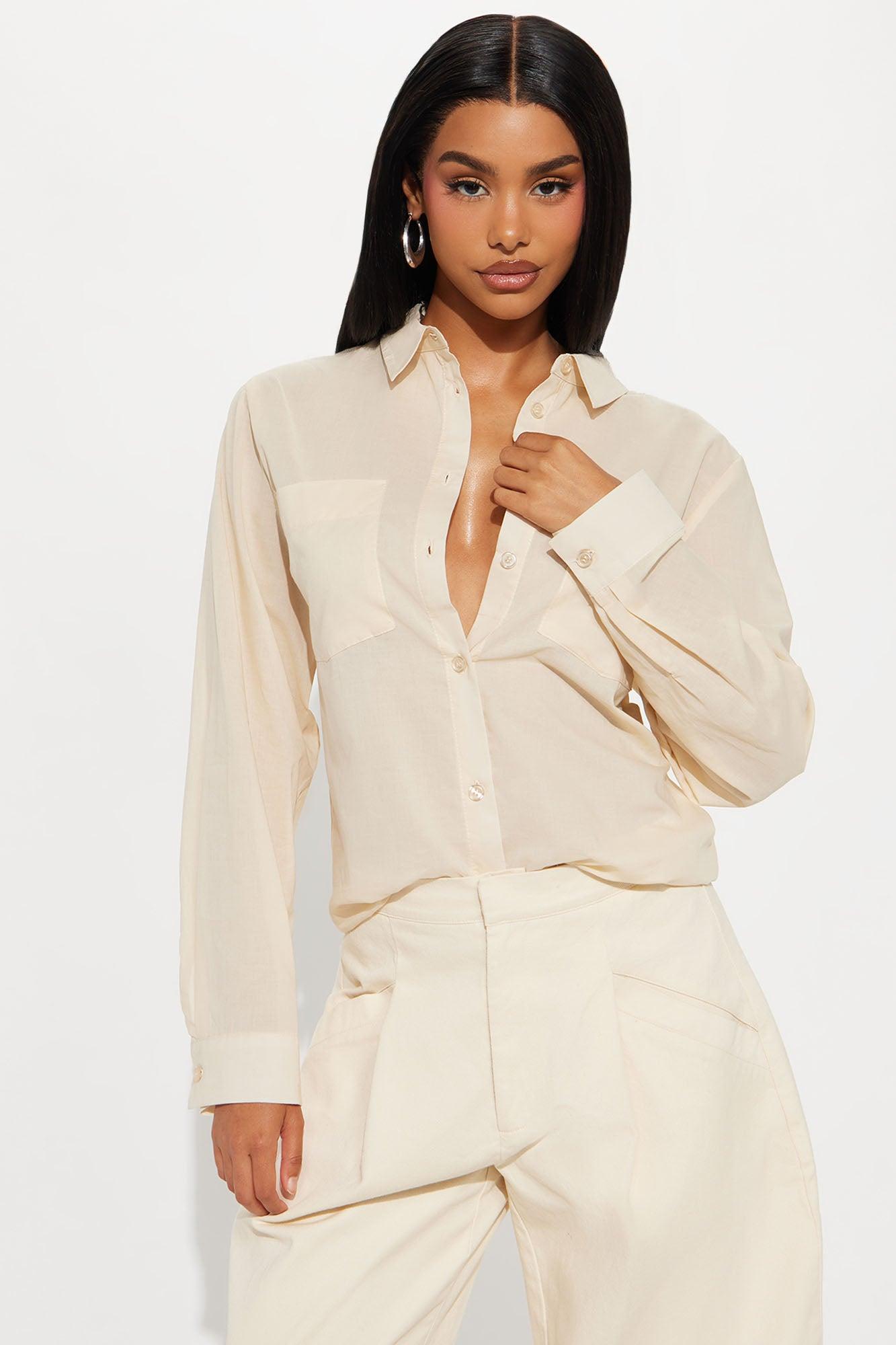 Simplicity Button Up Shirt - Taupe Product Image