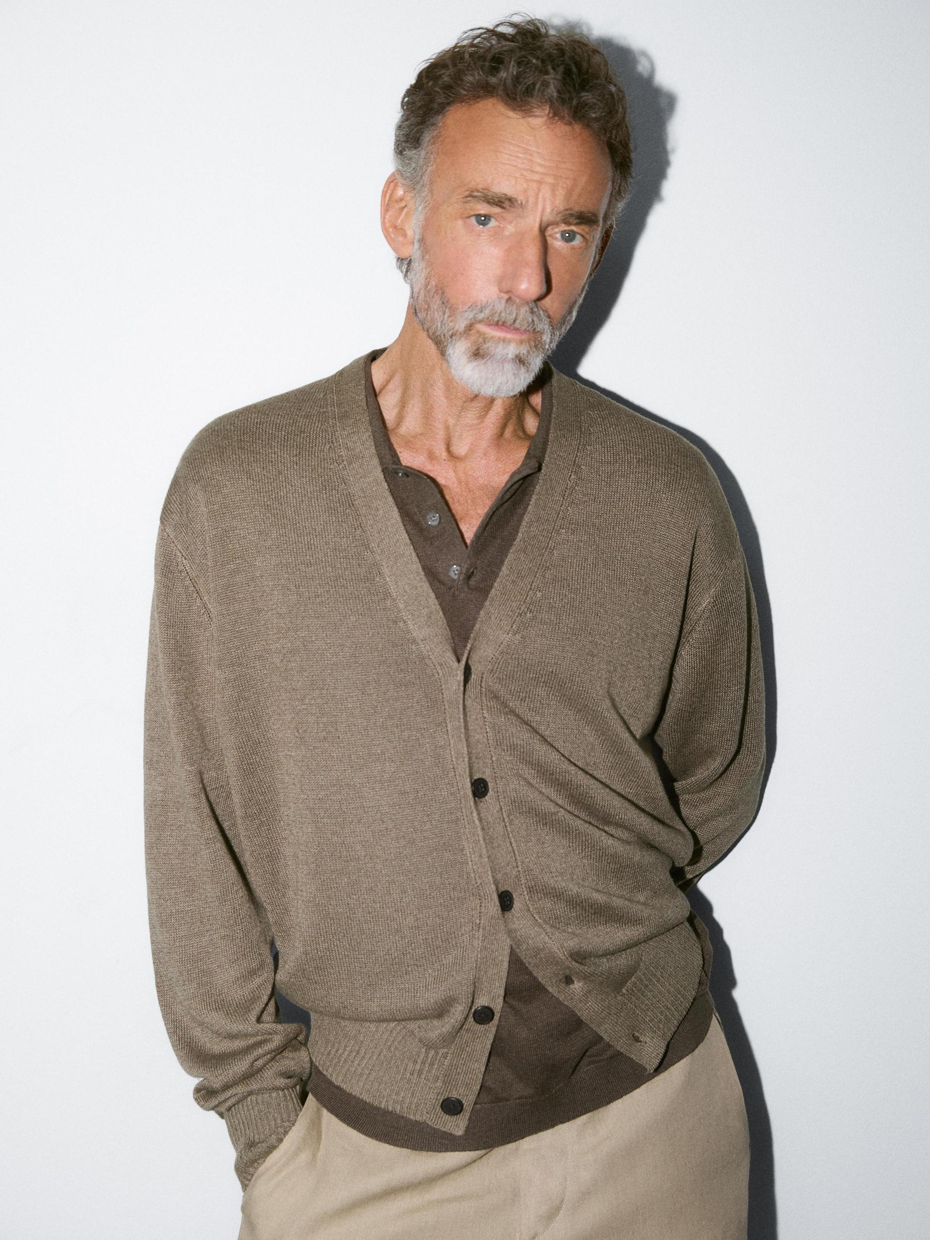 Linen blend knit cardigan Product Image