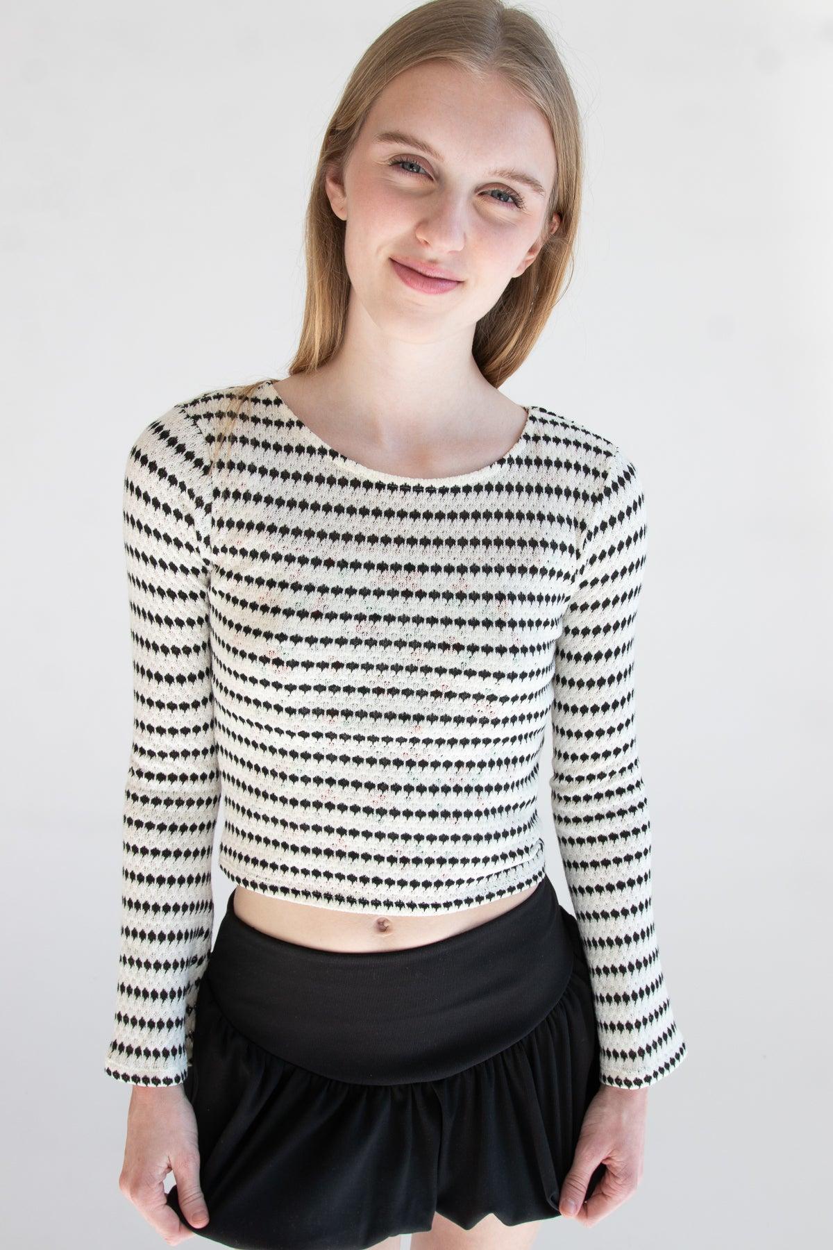 Bell Sleeve Striped Knit Top Product Image