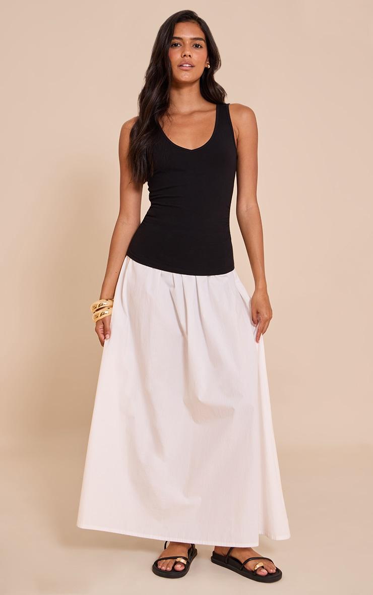 Black Soft Cotton V Neck Vest Top Product Image