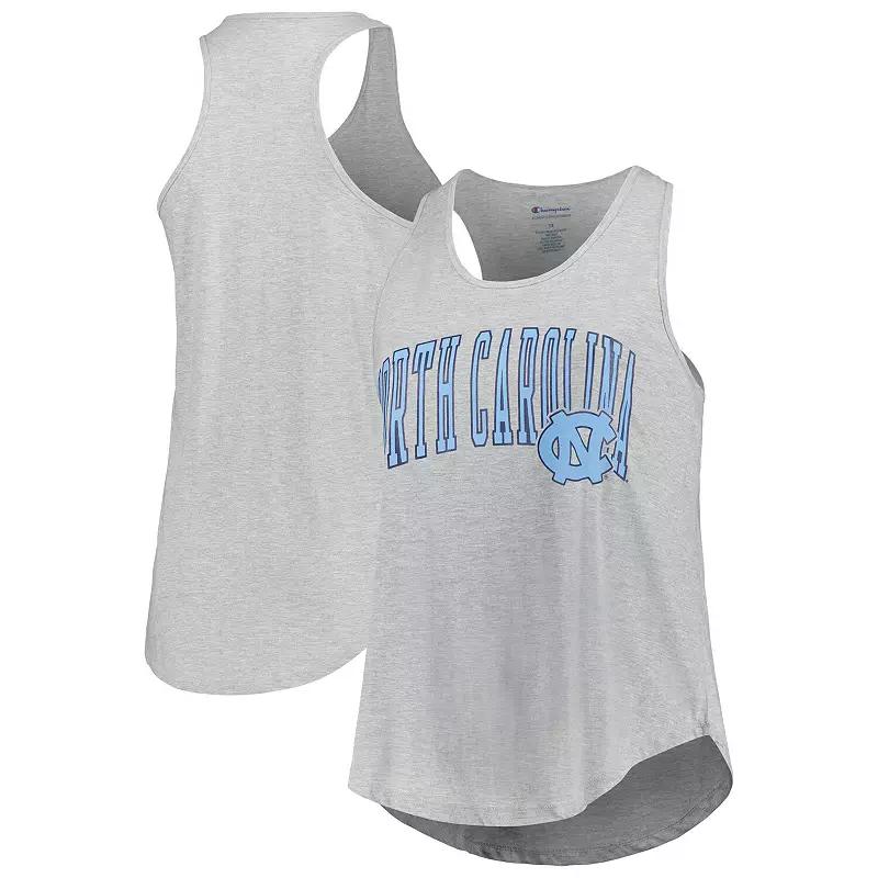 Womens Profile Heather Gray North Carolina Tar Heels Arch Logo Racerback Scoop Neck Tank Top Product Image