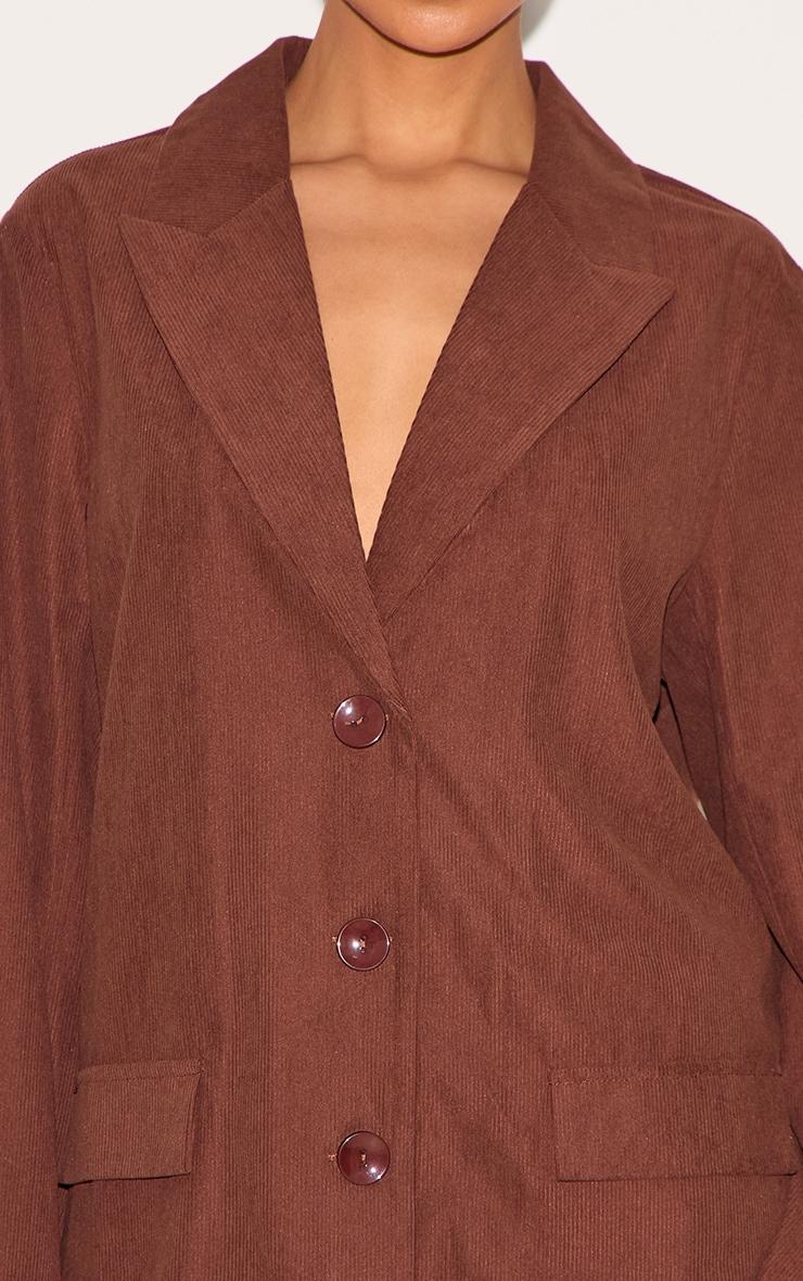  Chocolate Cord Oversized Blazer Dress Product Image