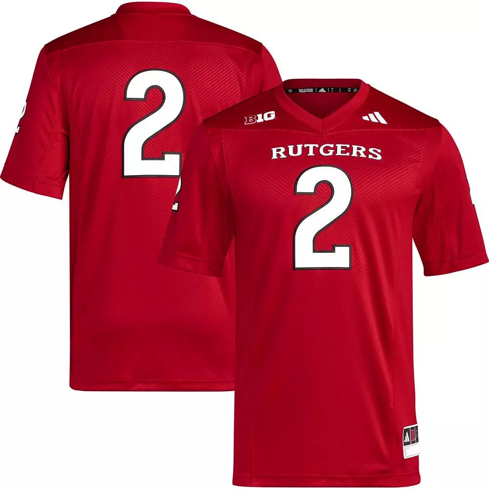 Men's adidas #2 Scarlet Rutgers Scarlet Knights Premier Football Jersey, Size: Large, Red Product Image