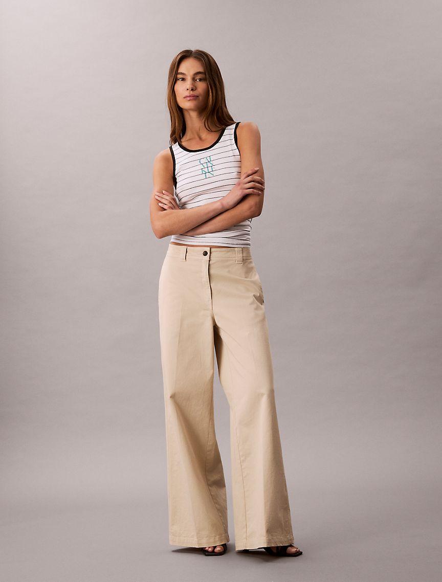 Cotton Rib Stripe Logo Graphic Tank Top Product Image