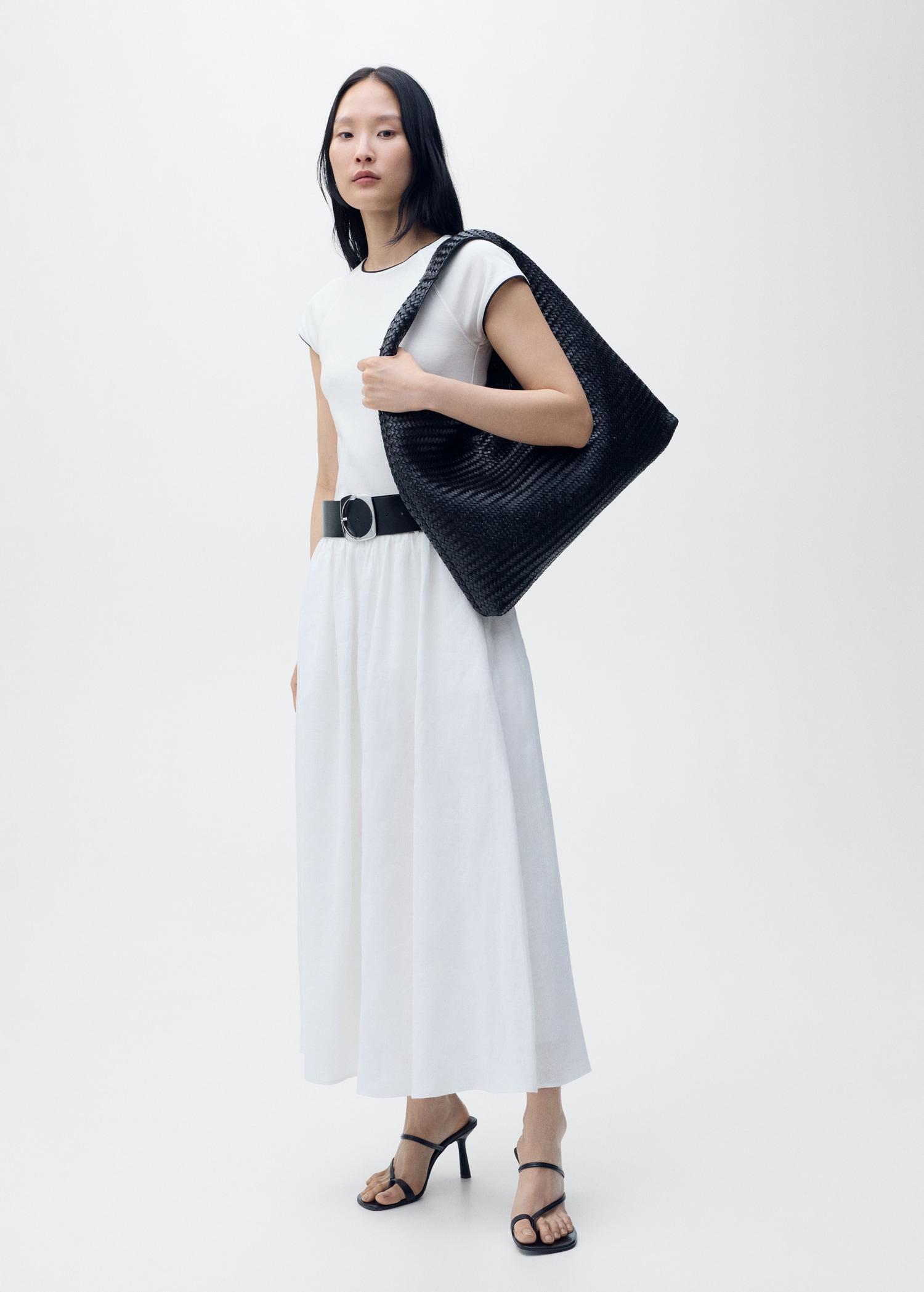 Cotton t-shirt with contrasting trim - Women | MANGO USA Product Image