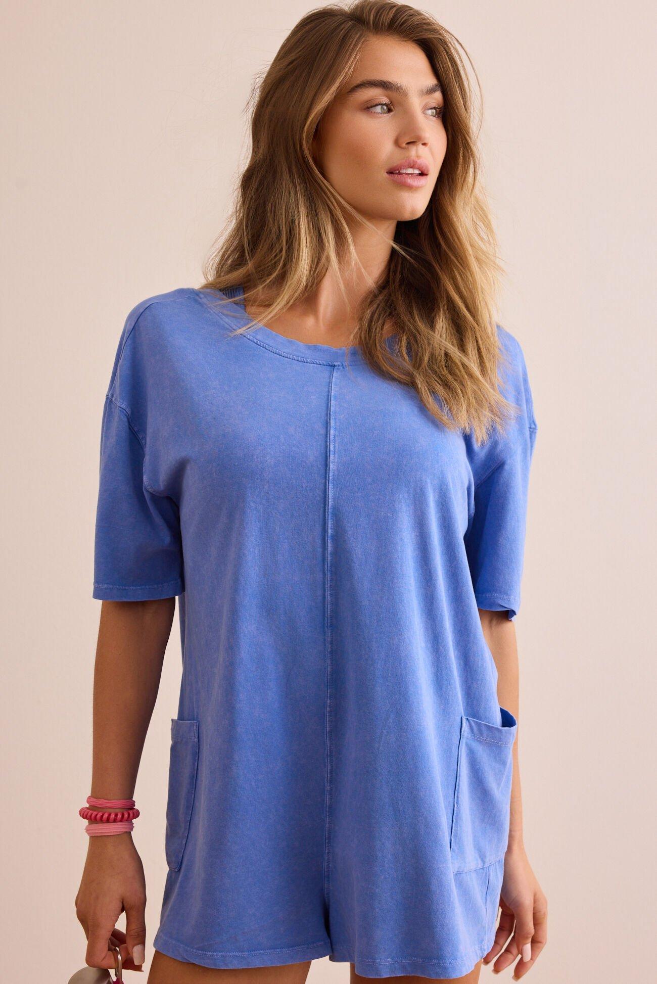 Hang Tough Washed Reversible Tee Romper Product Image