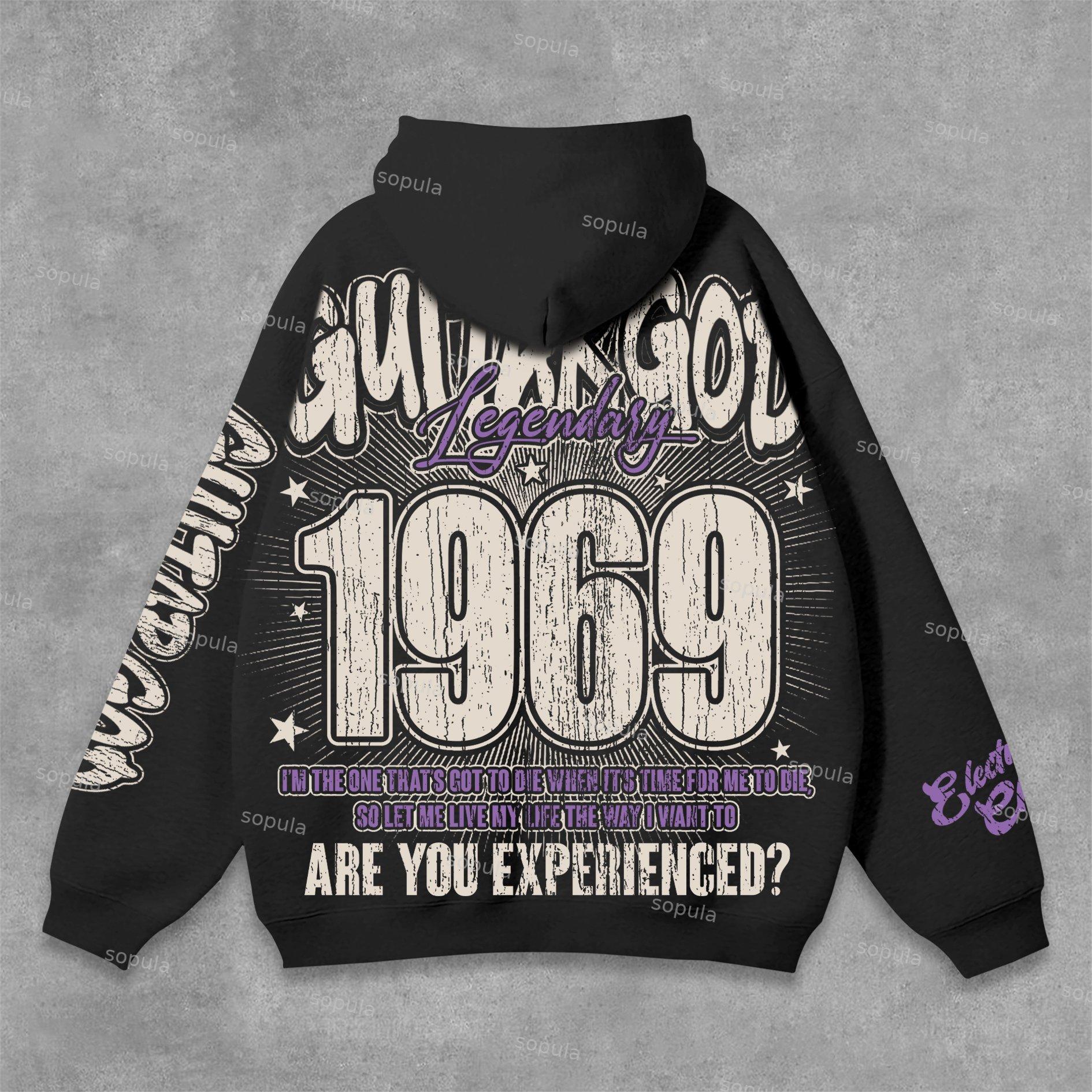 Sopula Jimi Hendrix Art 1969 Guitar God Graphics Hoodie Product Image