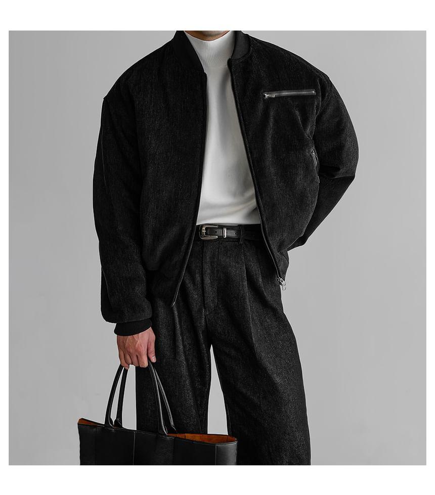 Plain Zip Puffer Baseball Jacket Product Image