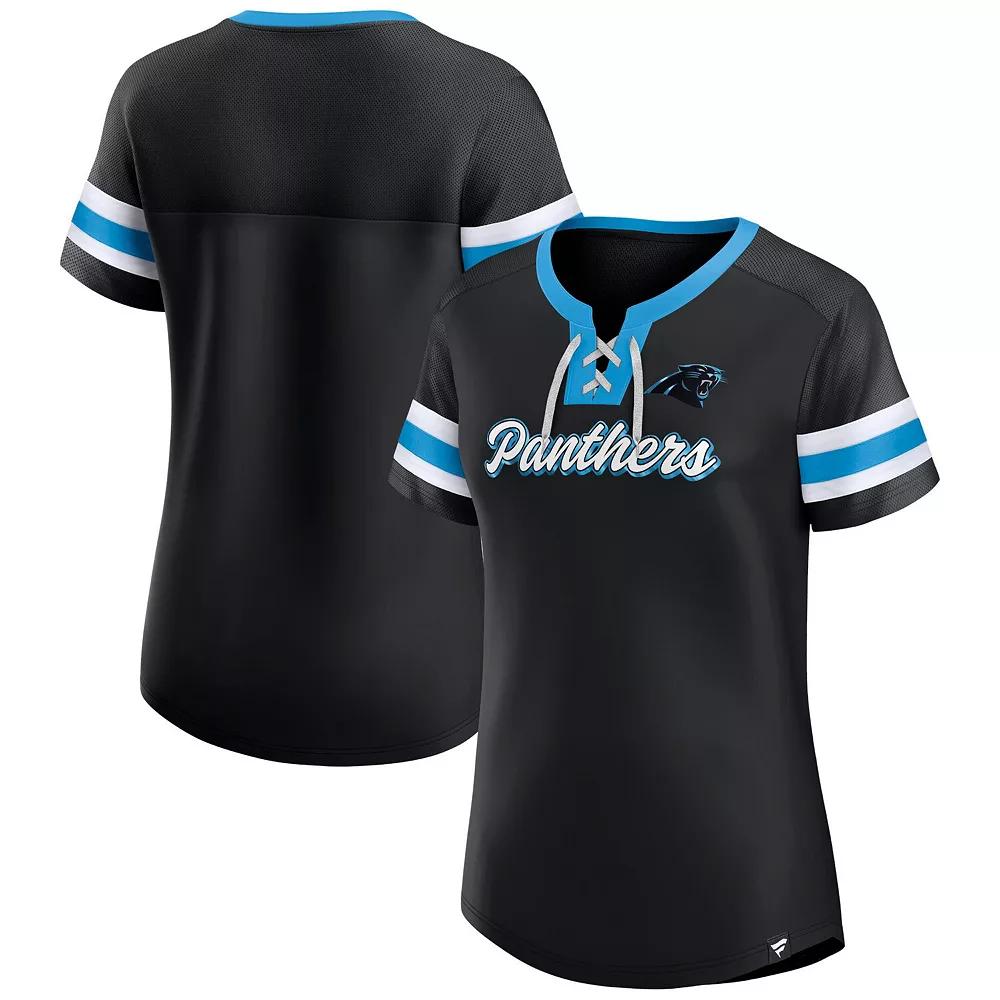 Women's Fanatics Branded Black Carolina Panthers Original State Lace-Up T-Shirt,  Product Image