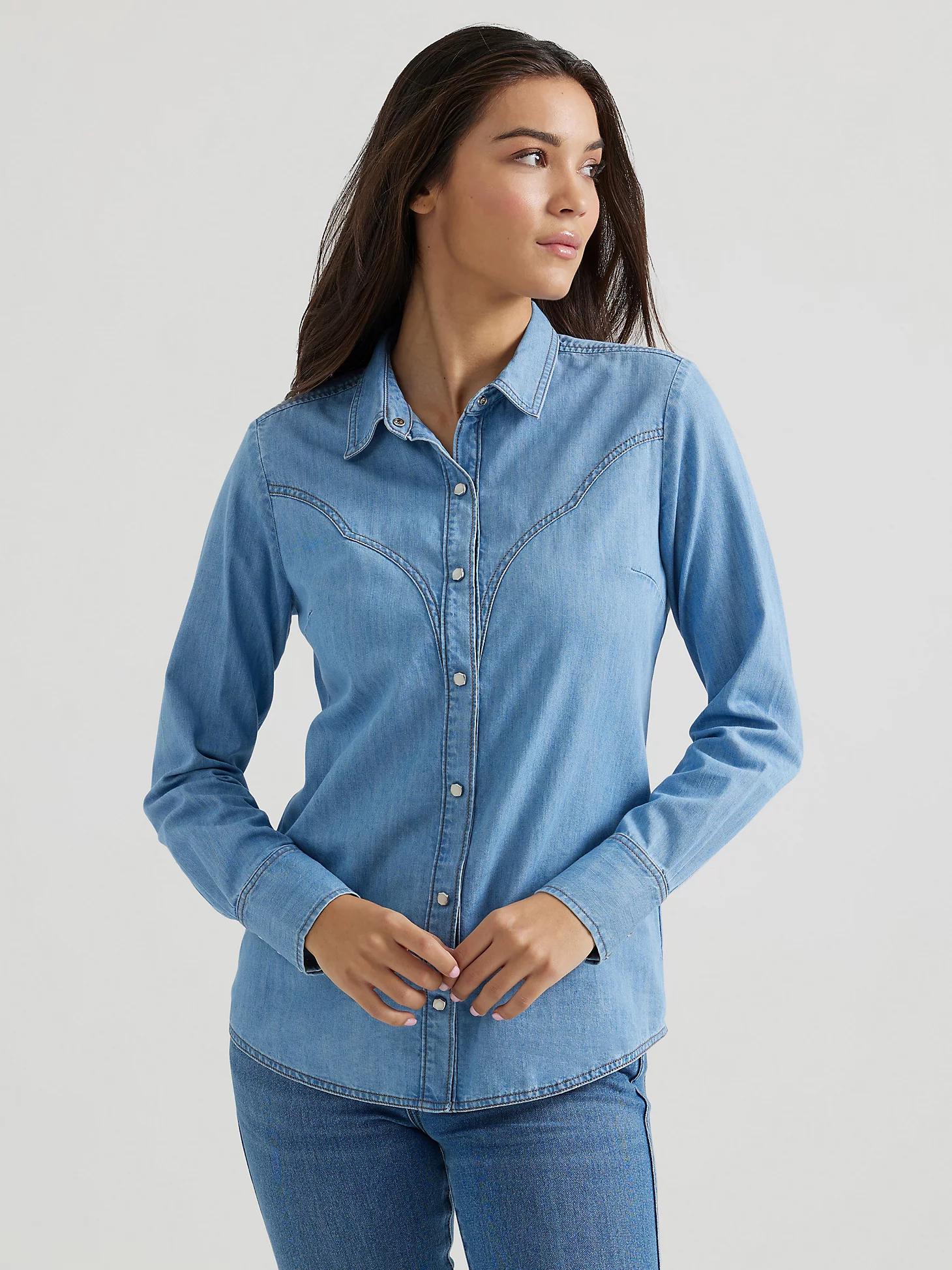 Wrangler® x Yellow Rose by Kendra Scott Denim Shirt | Women's TOPS | Wrangler® Product Image