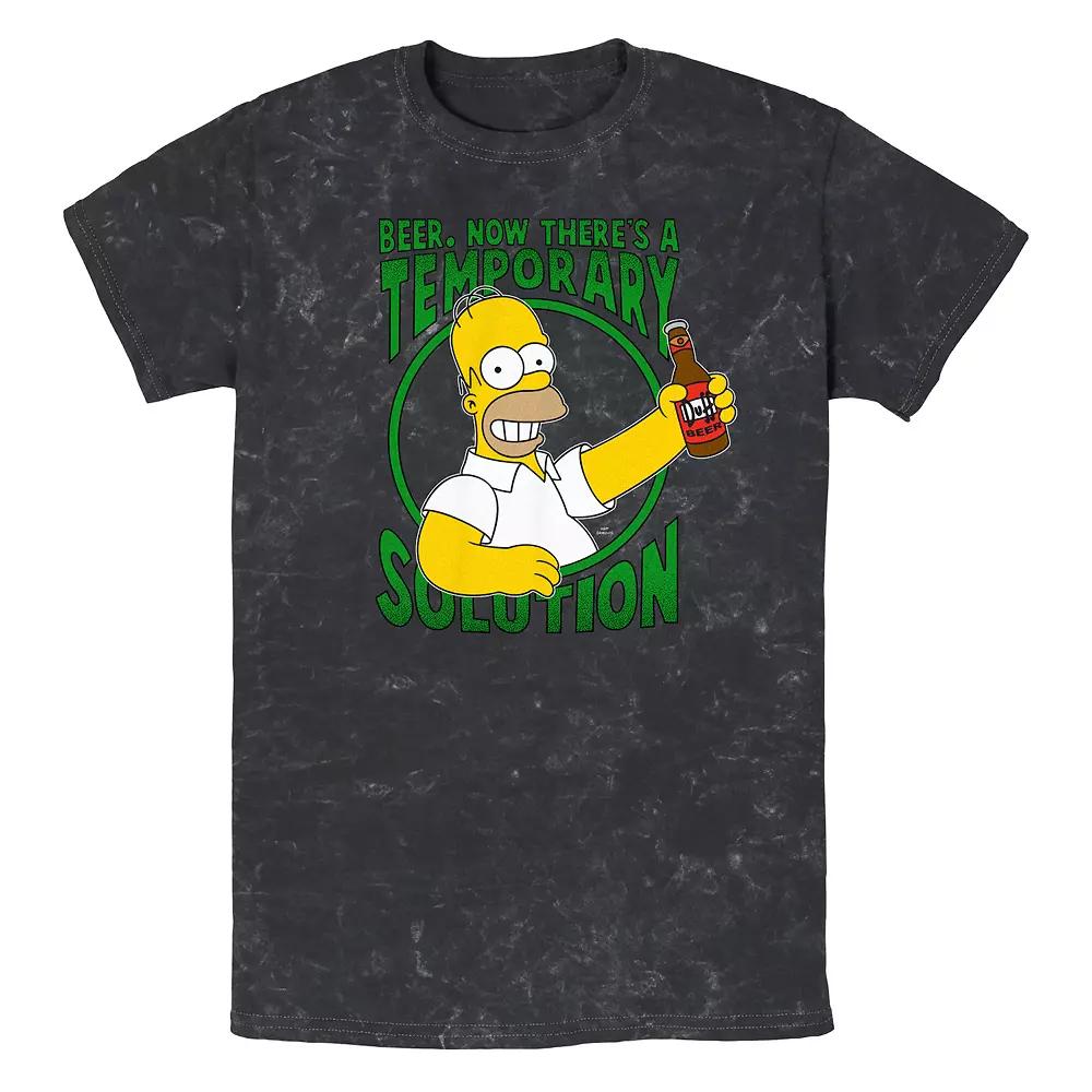 Men's The Simpsons Temporary Solution Mineral Wash Graphic Tee,  Product Image