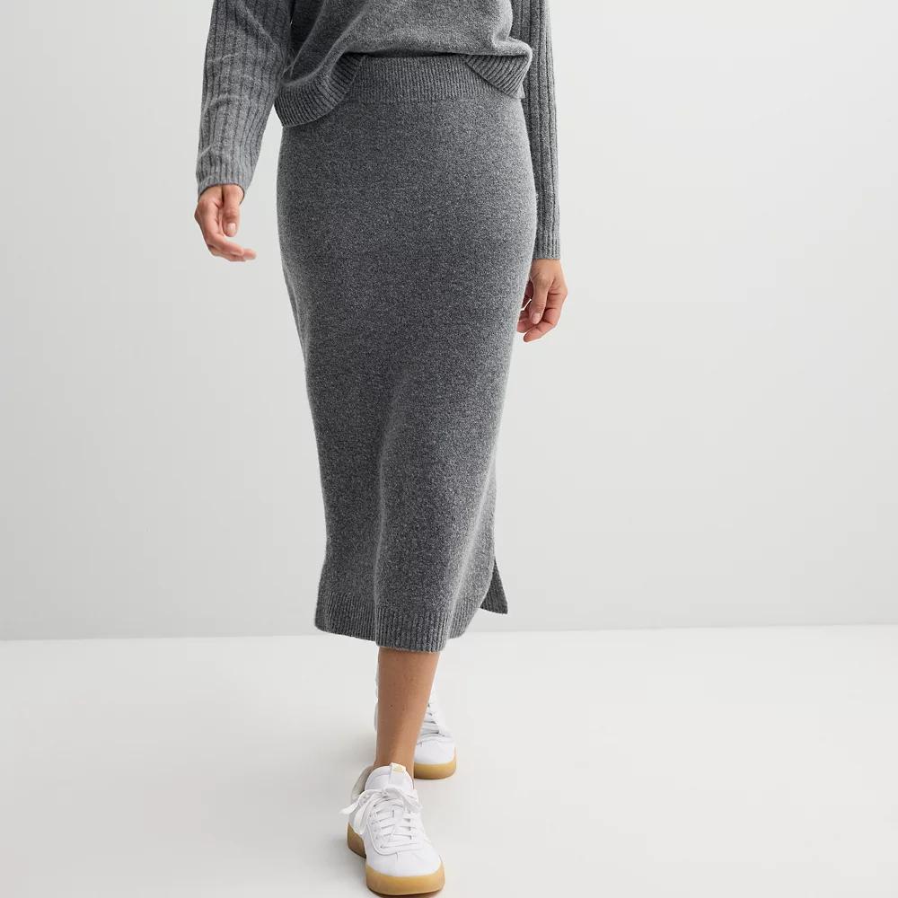 Petite Sonoma Goods For Life® Midi Sweater Skirt, Women's, Size: Large Petite, Grey Grey Product Image